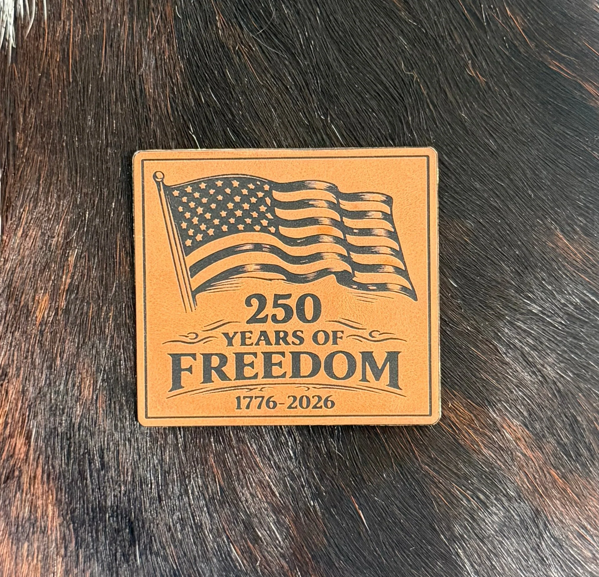 Engraved 250 Years of Freedom American Flag (square) Patch