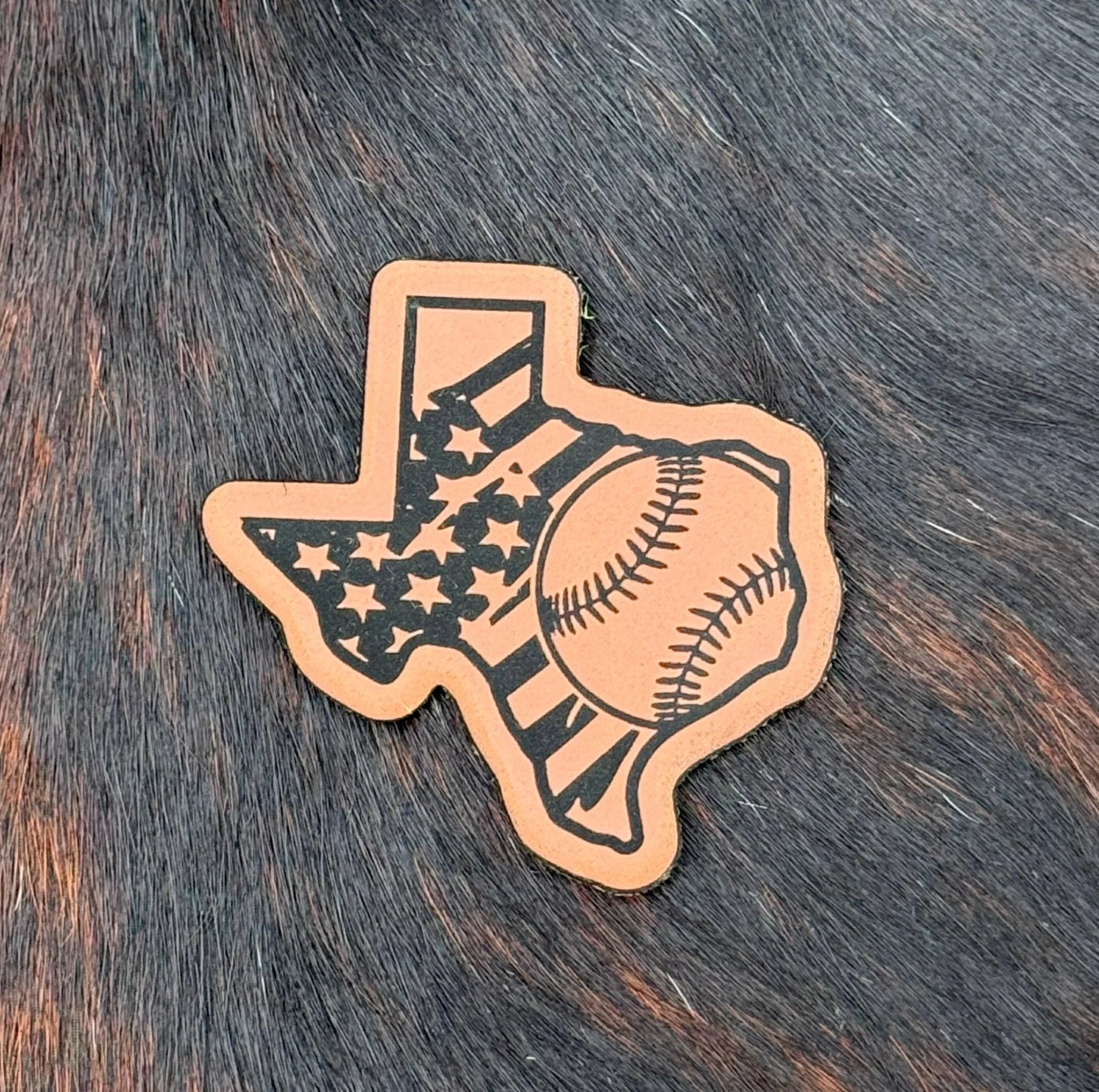 Engraved Texas American Flag Baseball Patch