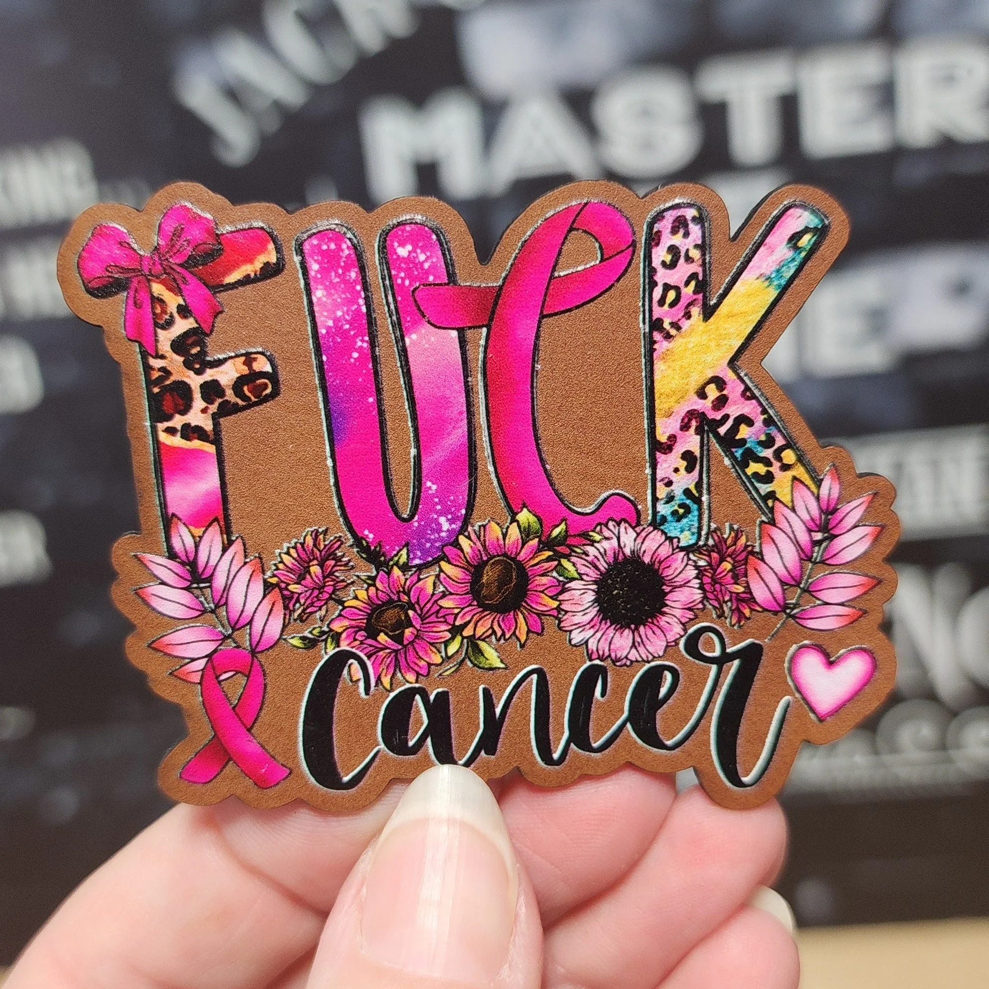 F Cancer UV Printed Leatherette Hat Patch - MR01