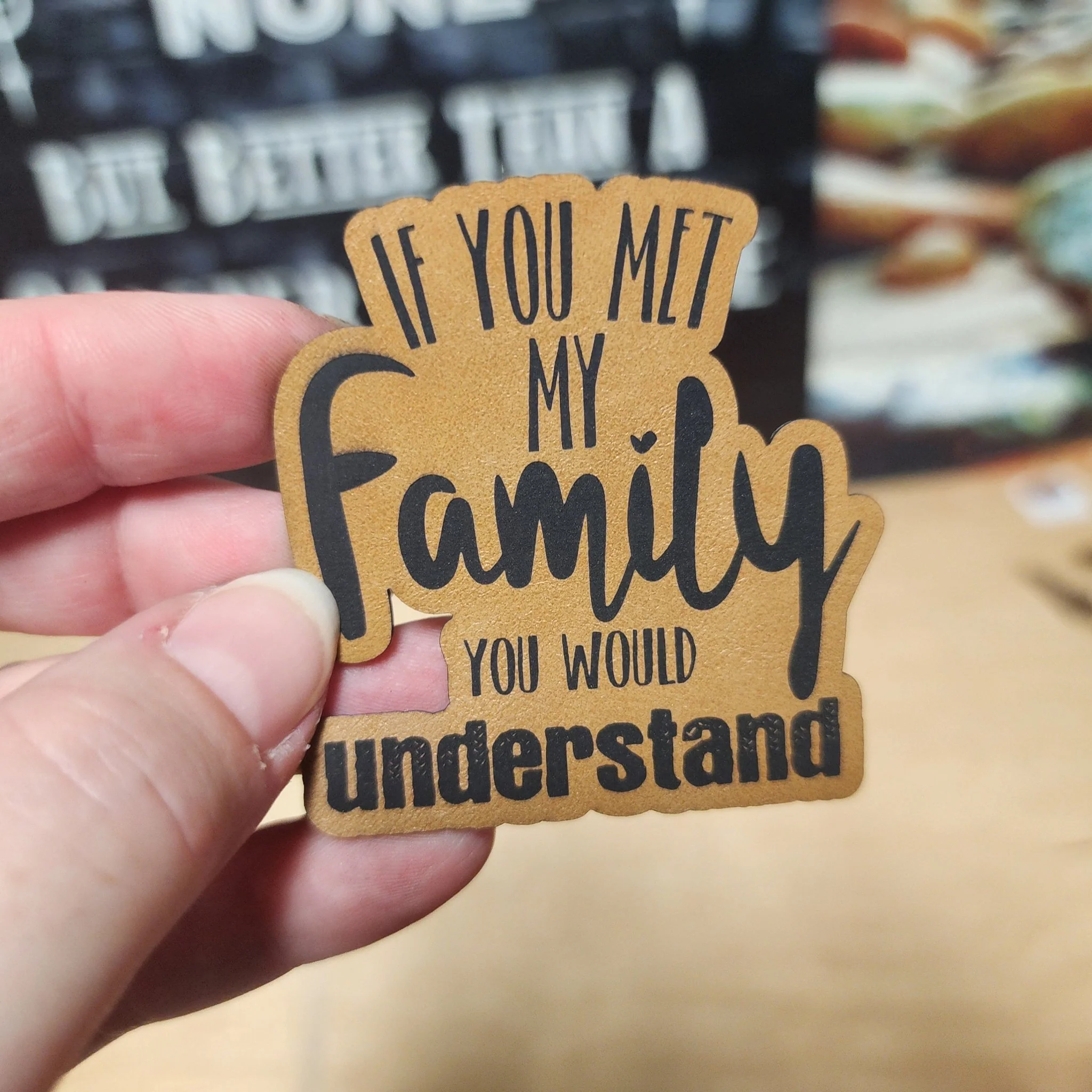 Family Dynamics (Saddle Tan) Engraved Leatherette Hat Patch - MR01