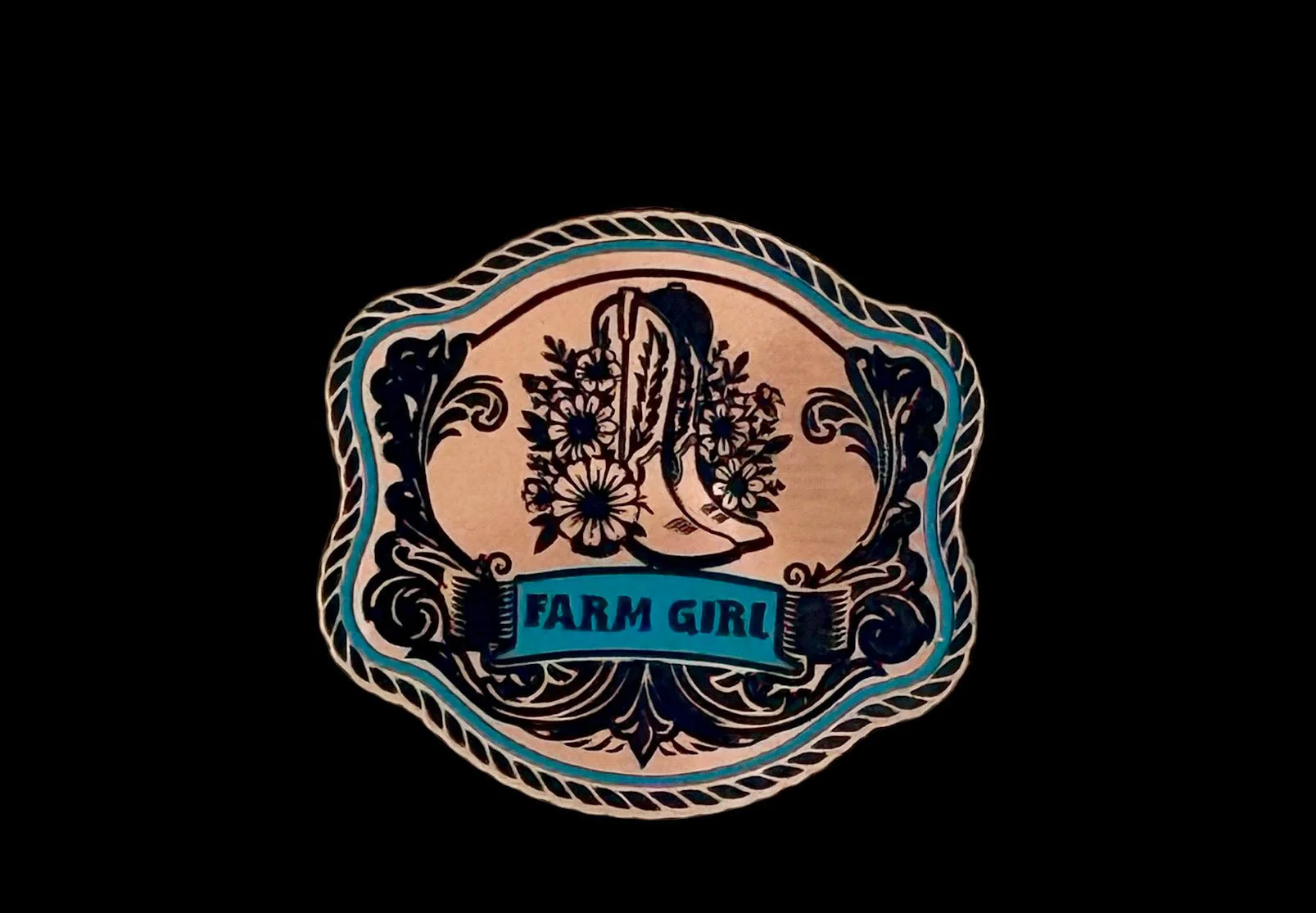 Farm Girl Western Style Acrylic Laser Engraved Hat Patch - Image 2