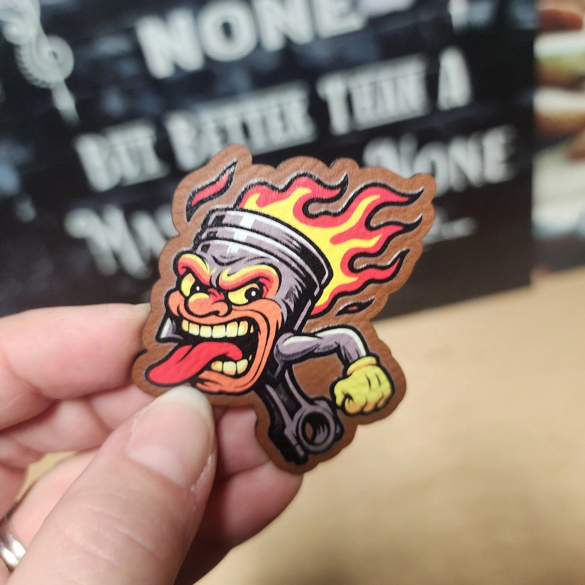 Fiery Piston UV Printed Leatherette Hat Patch - MR01