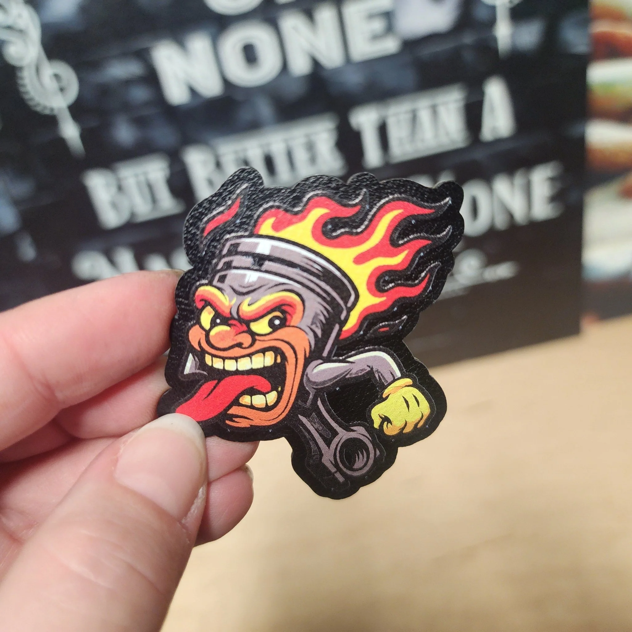 Fiery Piston UV Printed Leatherette Hat Patch - MR01 - Image 2