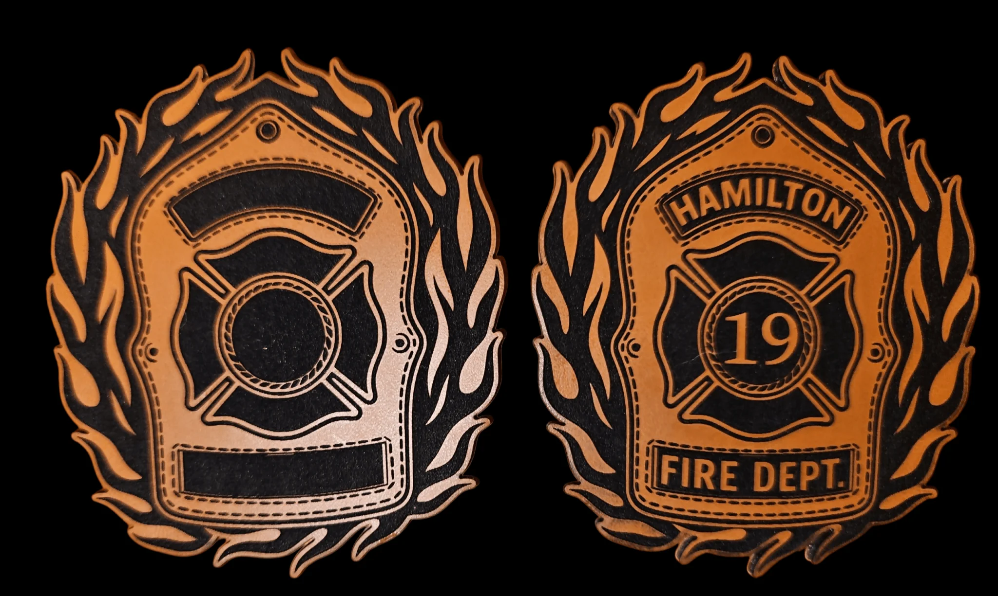 Fire Department Front Shield With Fire Wheel V1 Flames Up