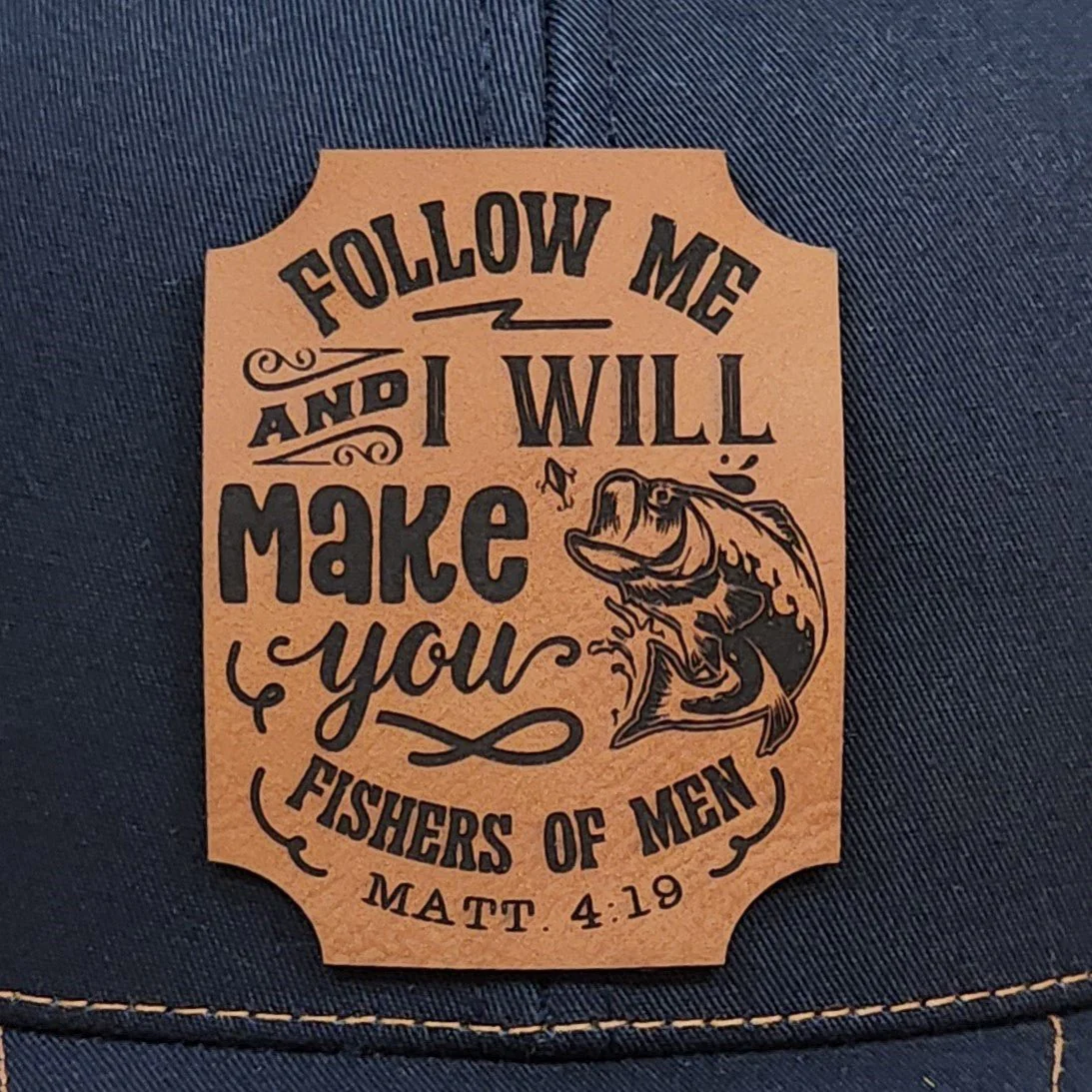 Fishers of Men Engraved Leatherette Hat Patch - MR01