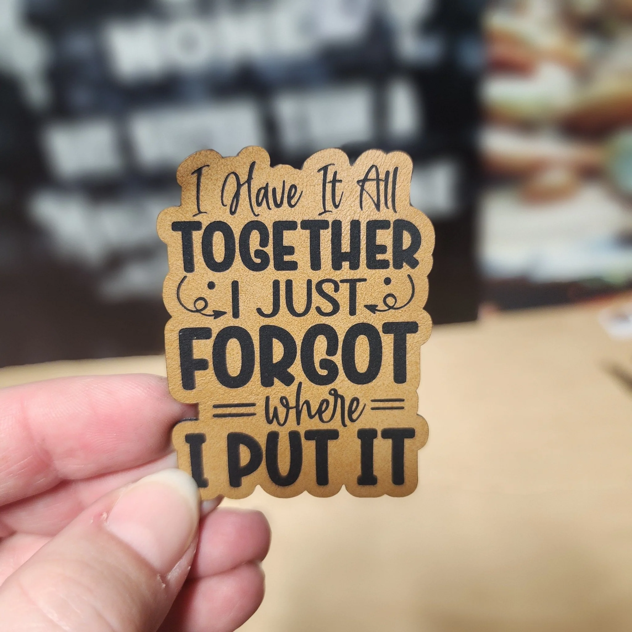 Forgetful Yet Organized (Saddle Tan) Engraved Leatherette Hat Patch - MR01