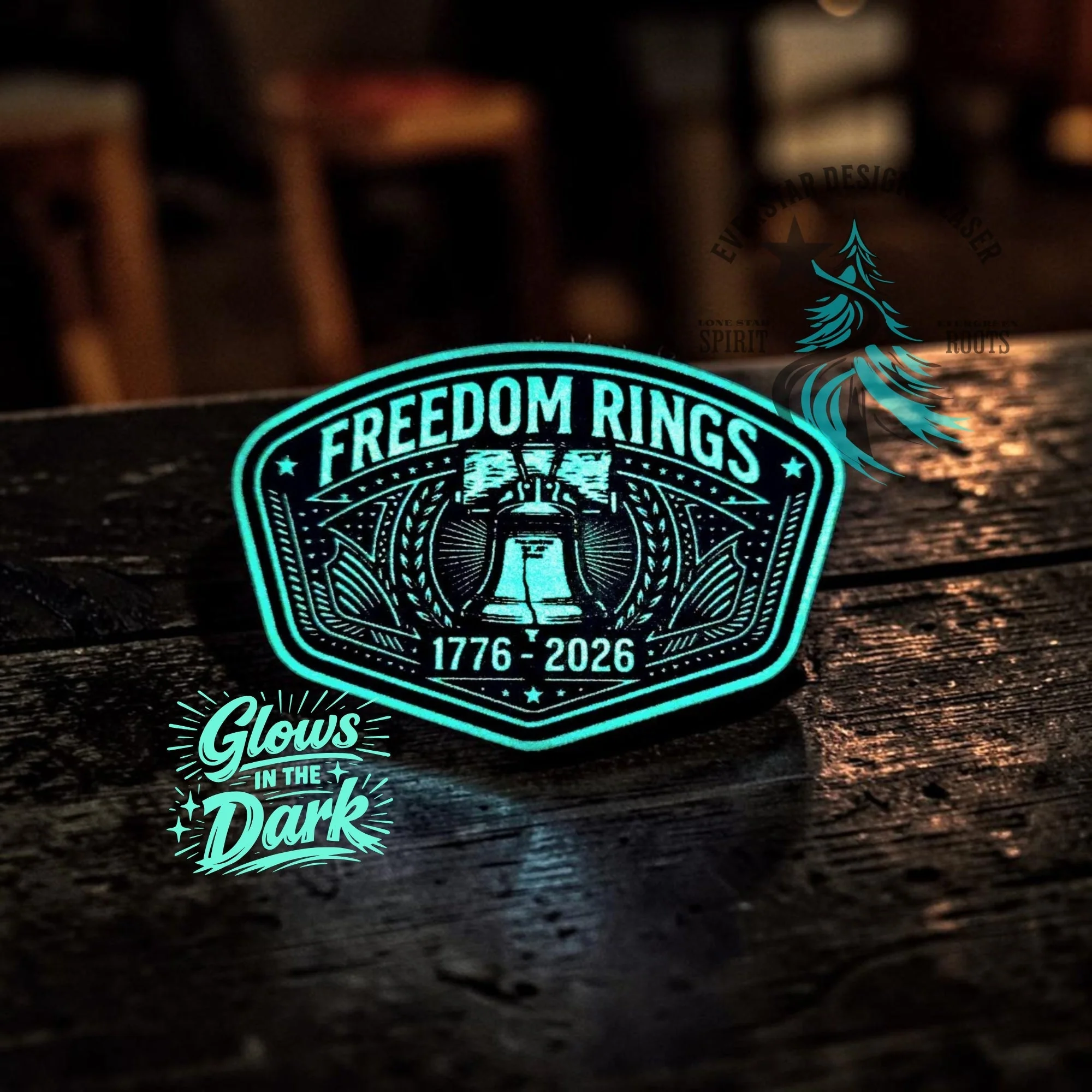 Freedom Rings 250 Years Leather Patch Glow in the Dark