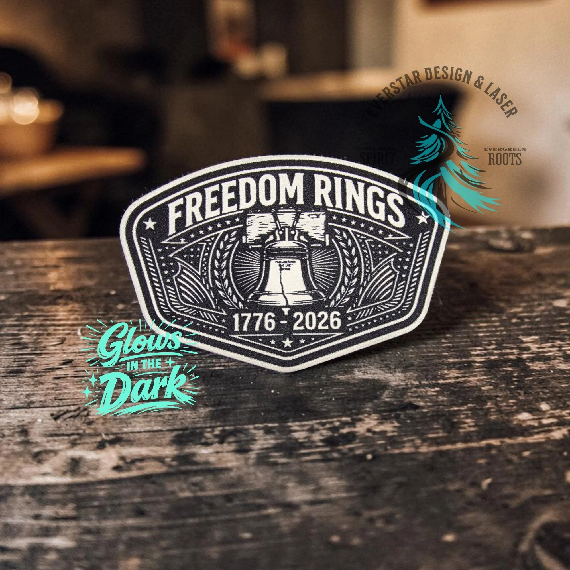 Freedom Rings 250 Years Leather Patch Glow in the Dark - Image 2