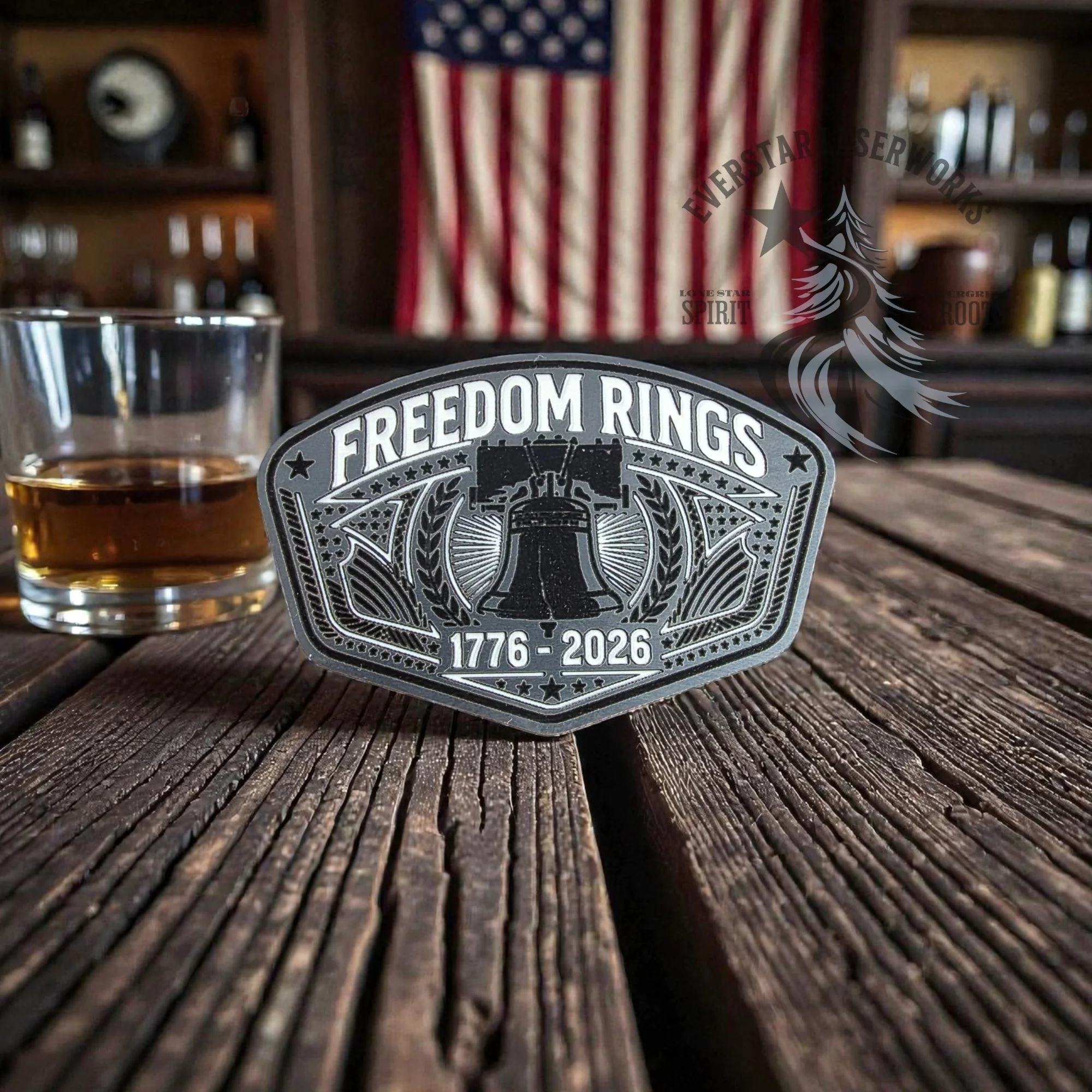 Freedom Rings 250th Stainless Acrylic Patch