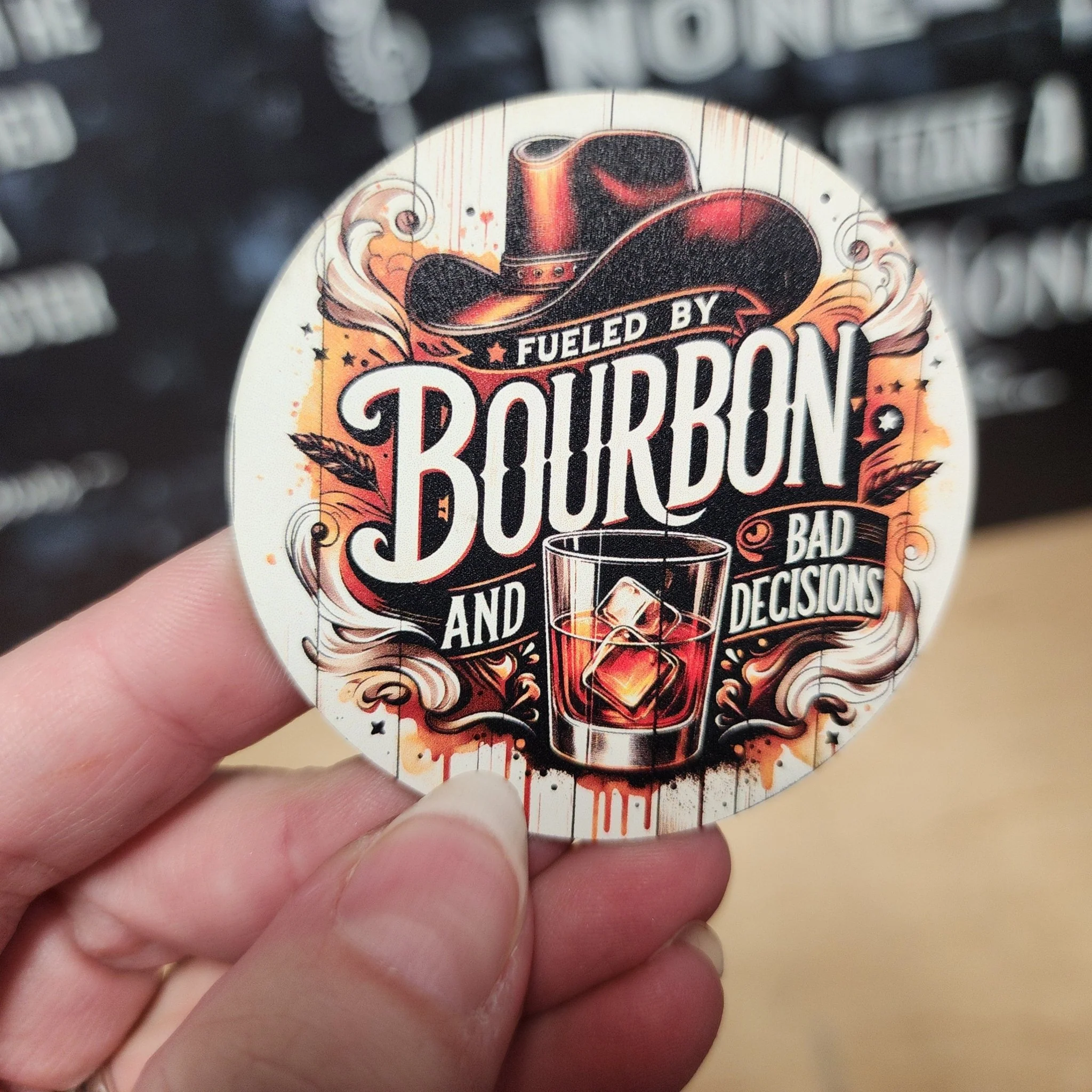 Fueled by Bourbon UV Printed Leatherette Hat Patch - MR01