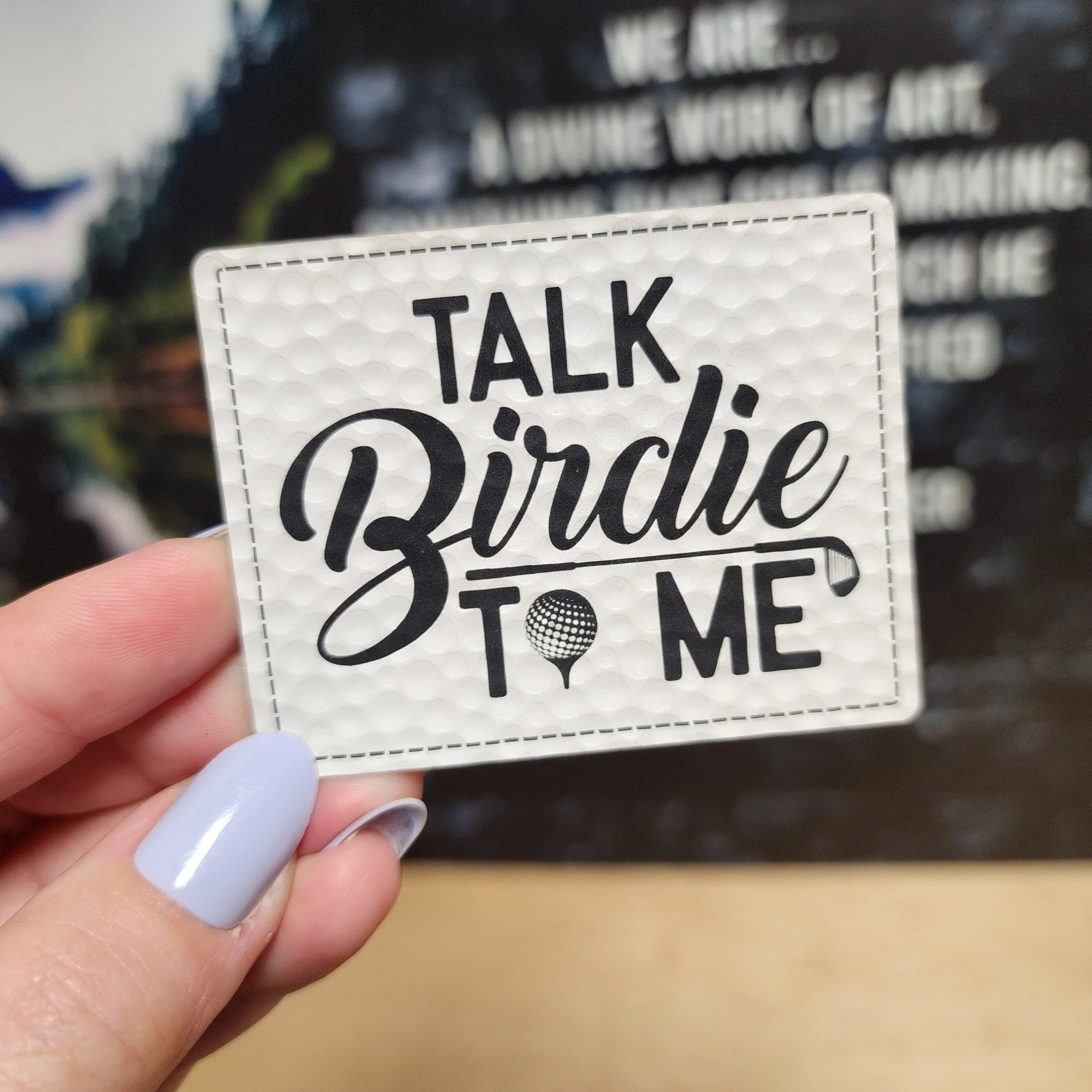Golf Humor Talk Birdie Engraved Leatherette Hat Patch - MR01