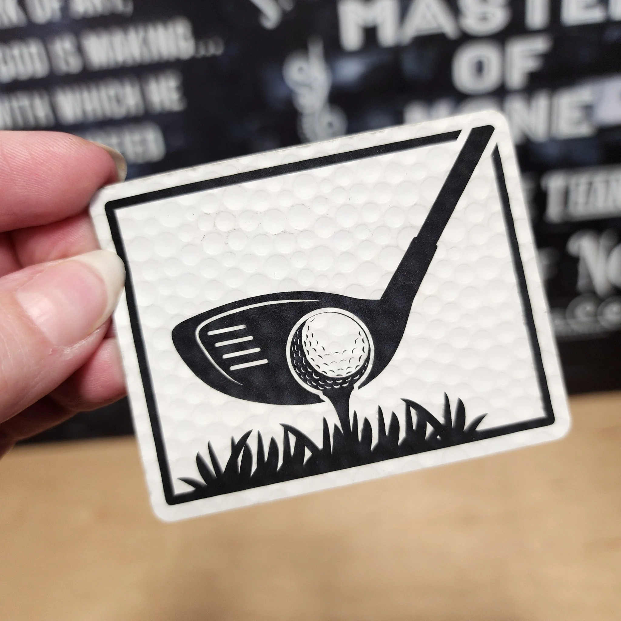 Golf Swing Engraved Leatherette Hat Patch - MR01