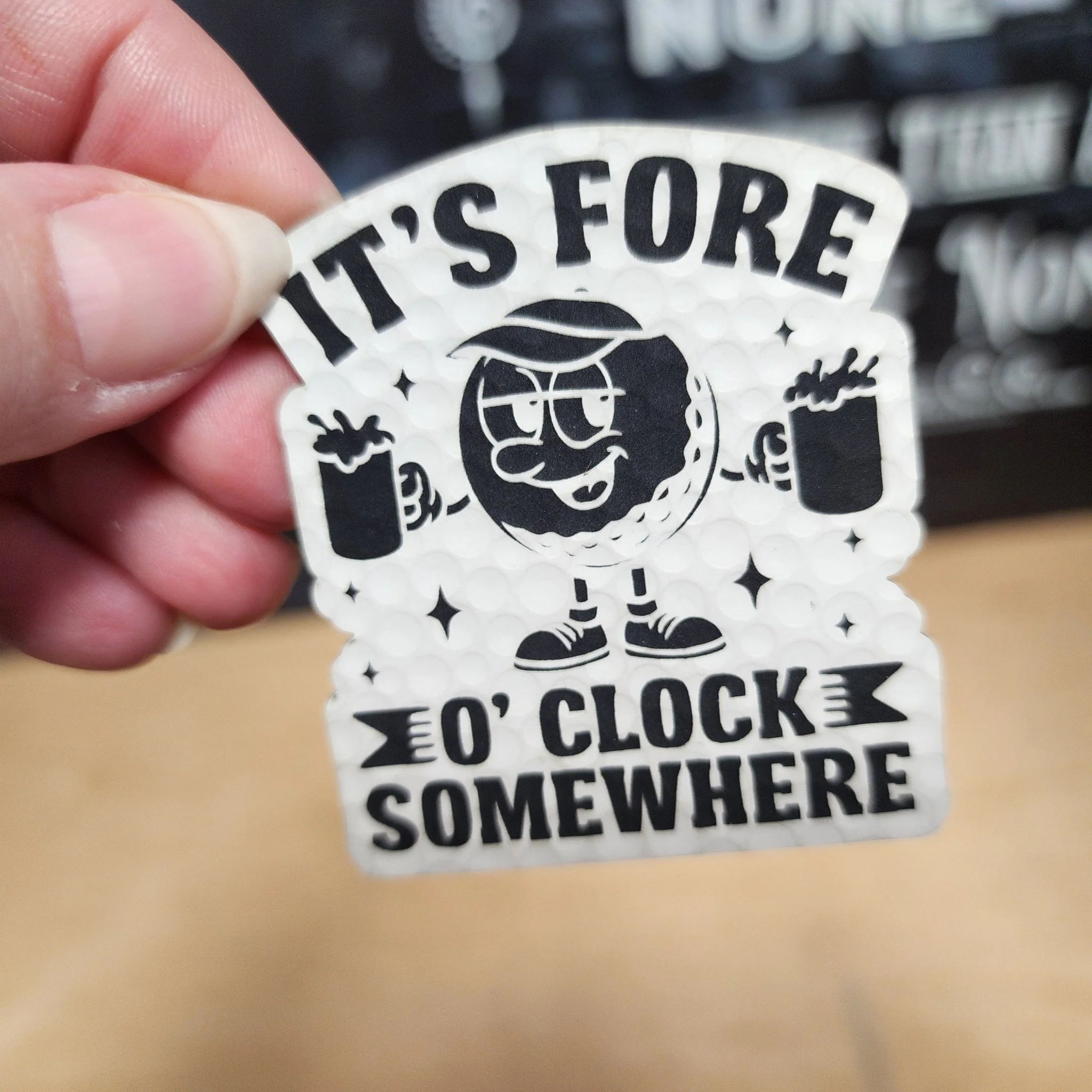 Golf Time Fore O'Clock Engraved Leatherette Hat Patch - MR01