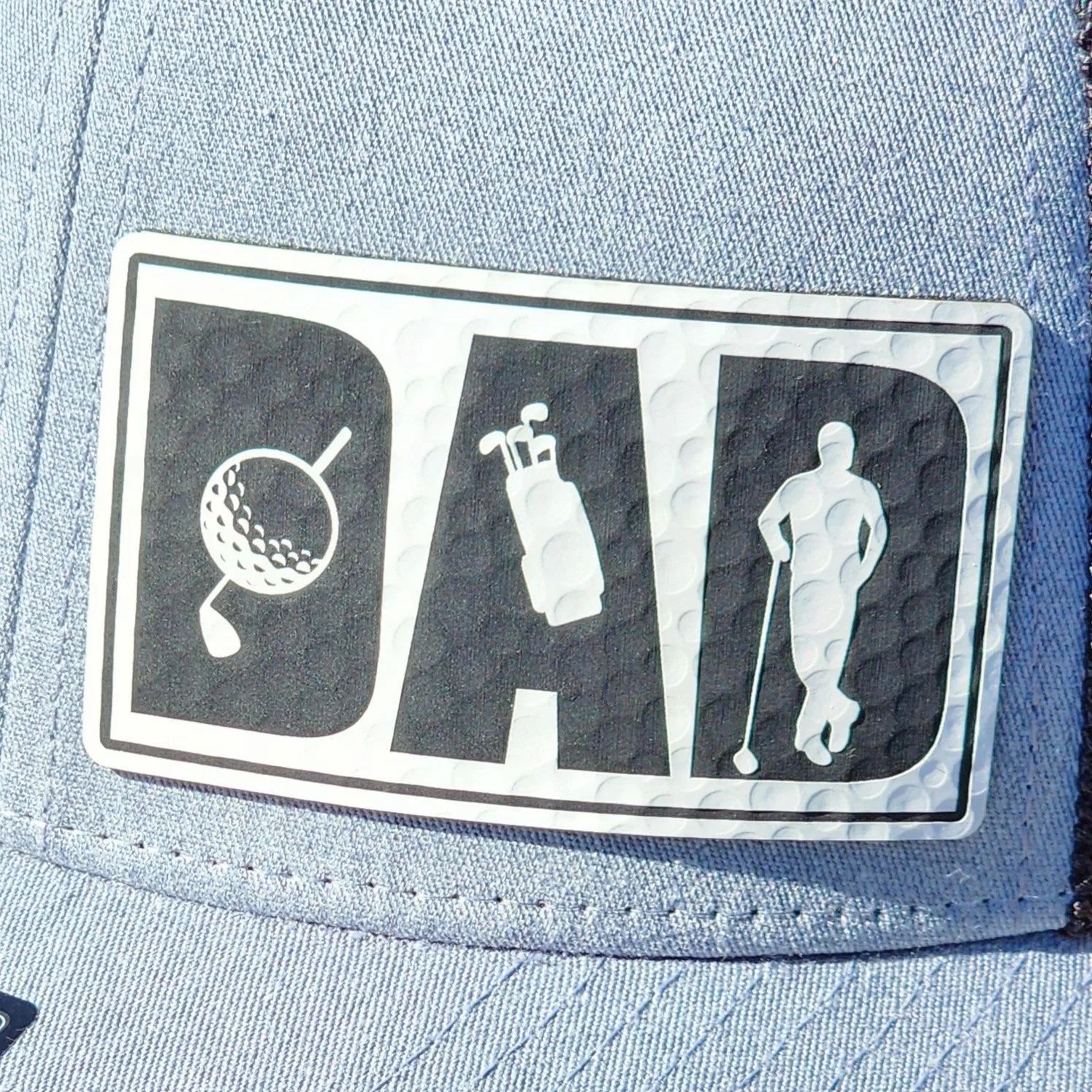 Golfing Dad Father's Day Engraved Leatherette Hat Patch - MR01