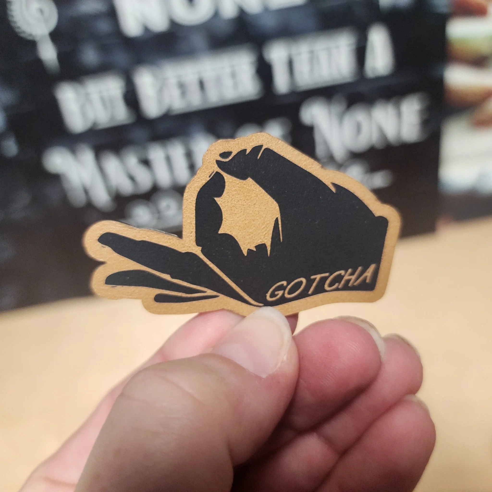 Gotcha! Engraved Leatherette Hat Patch - MR01 - Image 2