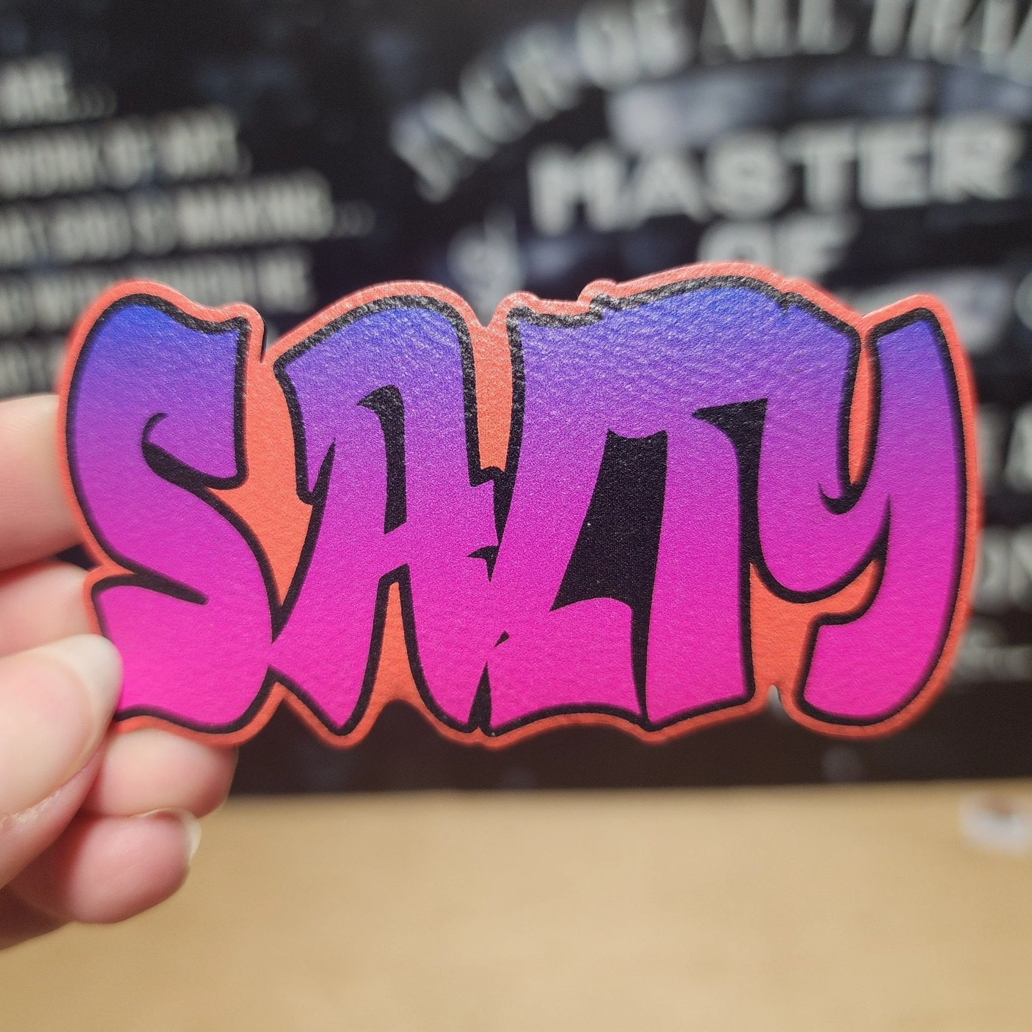 Graffiti Salty UV Printed Leatherette Hat Patch - MR01