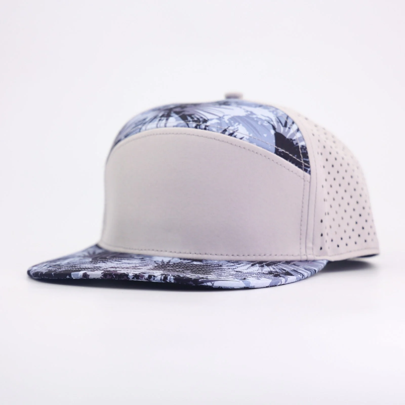 grey front with palm palms leaf prints and grey back