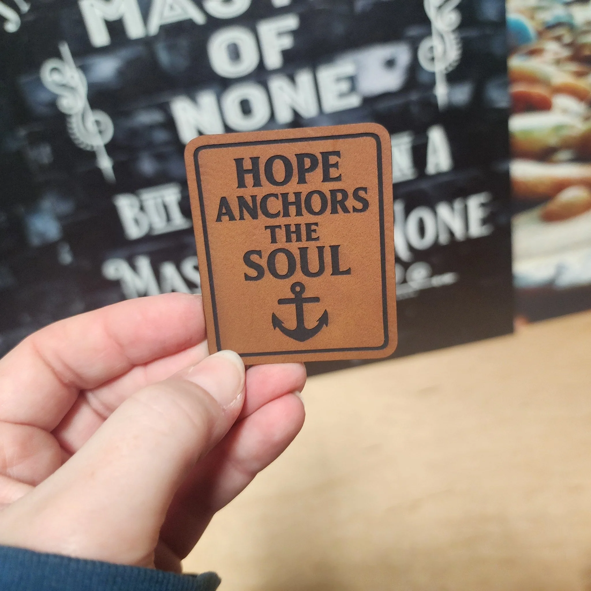 Hope Anchors the Soul (Rawhide) Engraved Leatherette Hat Patch - MR01