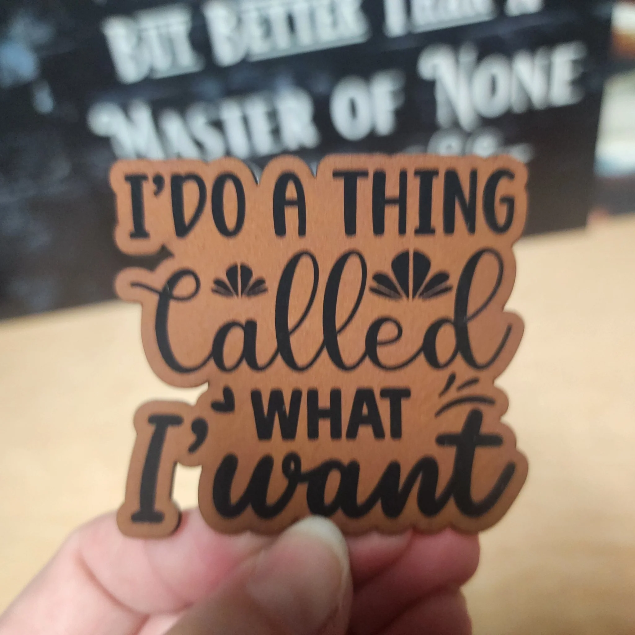 I Do What I Want Engraved Leatherette Hat Patch - MR01 (Choose Your Color) - Image 2