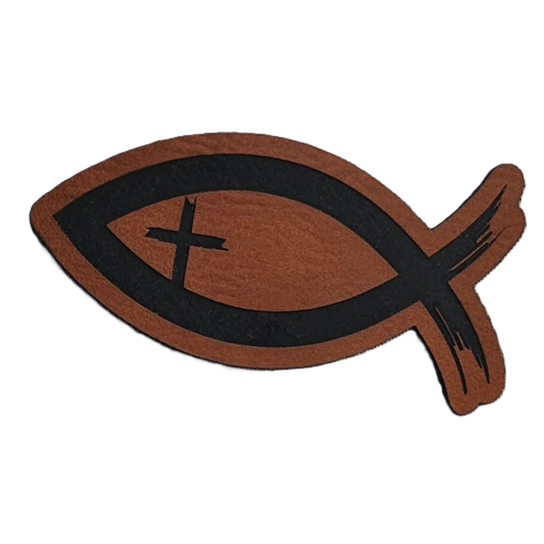 Ichthus Fish Engraved Leatherette Hat Patch - MR01 - Image 2