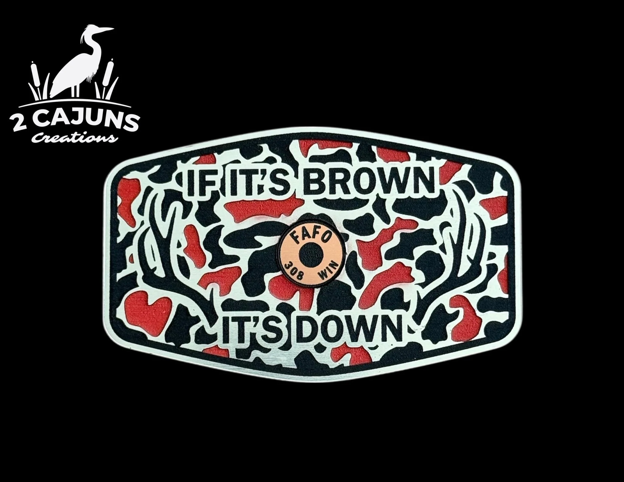 If It's Brown It's Down Acrylic Hat Patch with Copper Shell - 2 Pieces - 3 Colors Available - Image 4