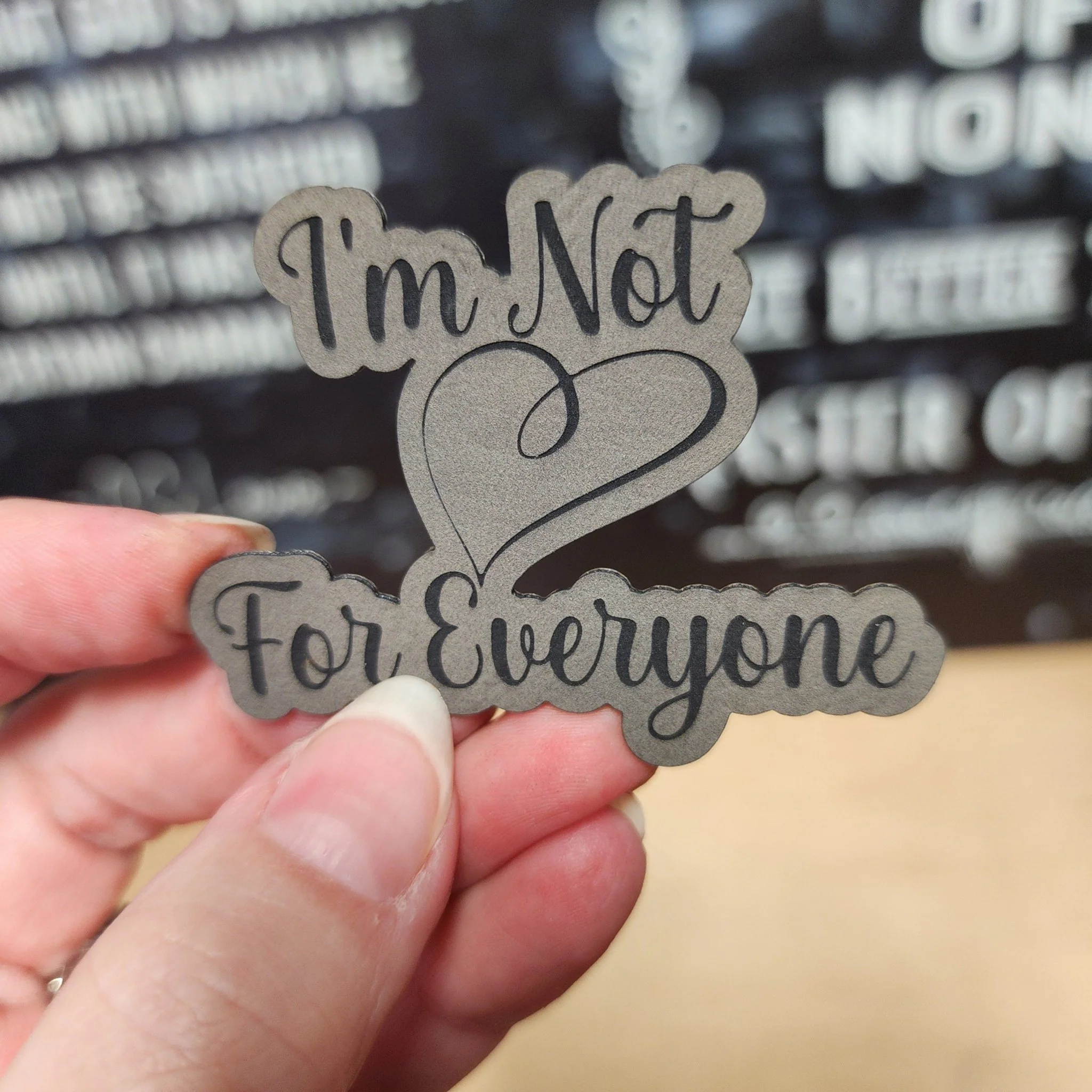 I'm Not For Everyone (Grey) Engraved Leatherette Hat Patch - MR01