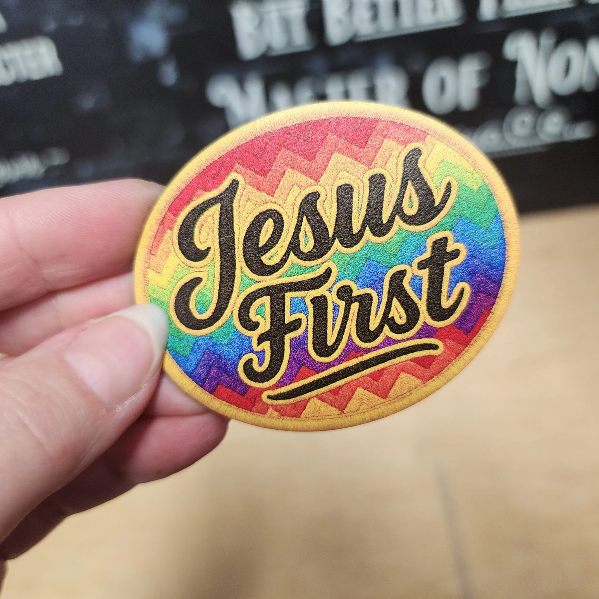 Jesus First UV Printed Leatherette Hat Patch - MR01