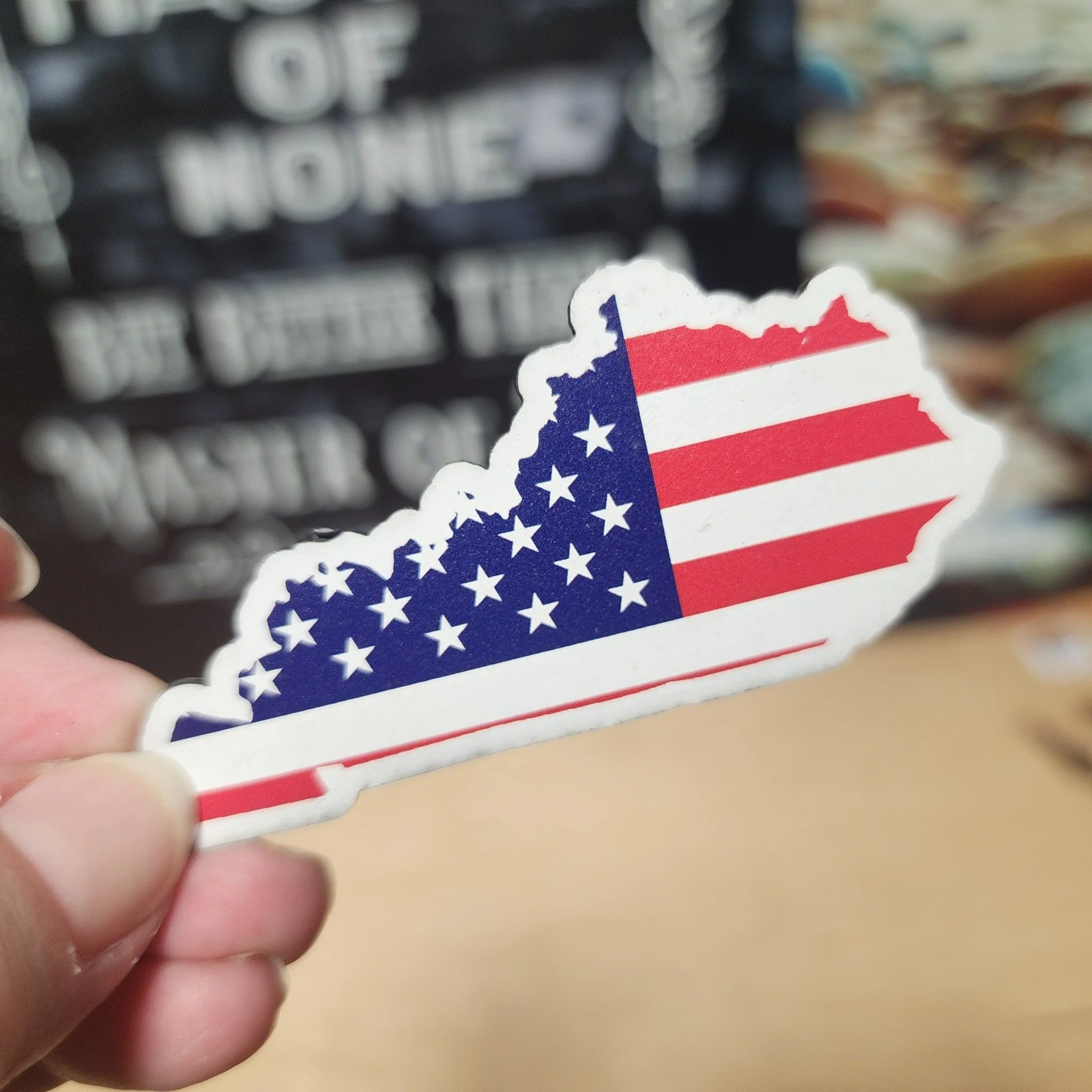 Kentucky Flag Shape UV Printed Leatherette Hat Patch - MR01