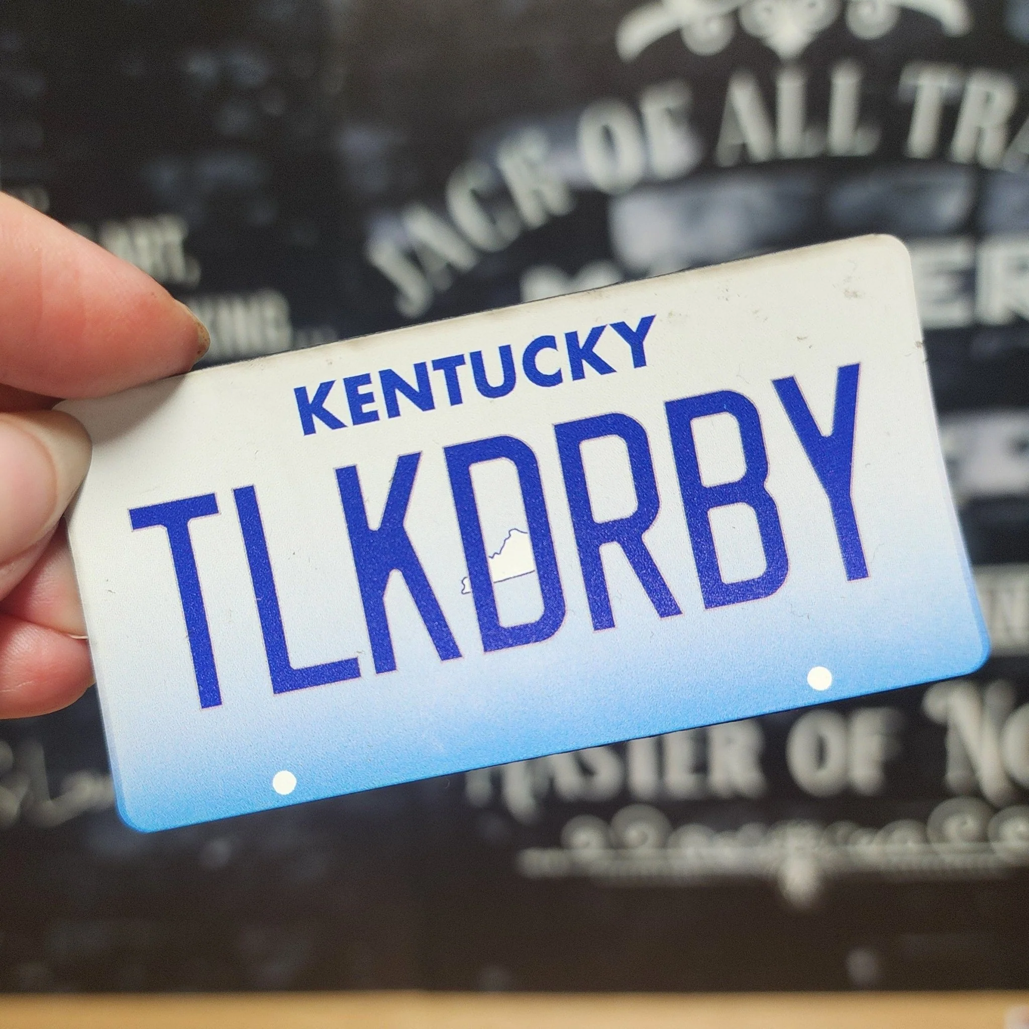 Kentucky License Plate Talk Derby UV Printed Leatherette Hat Patch - MR01