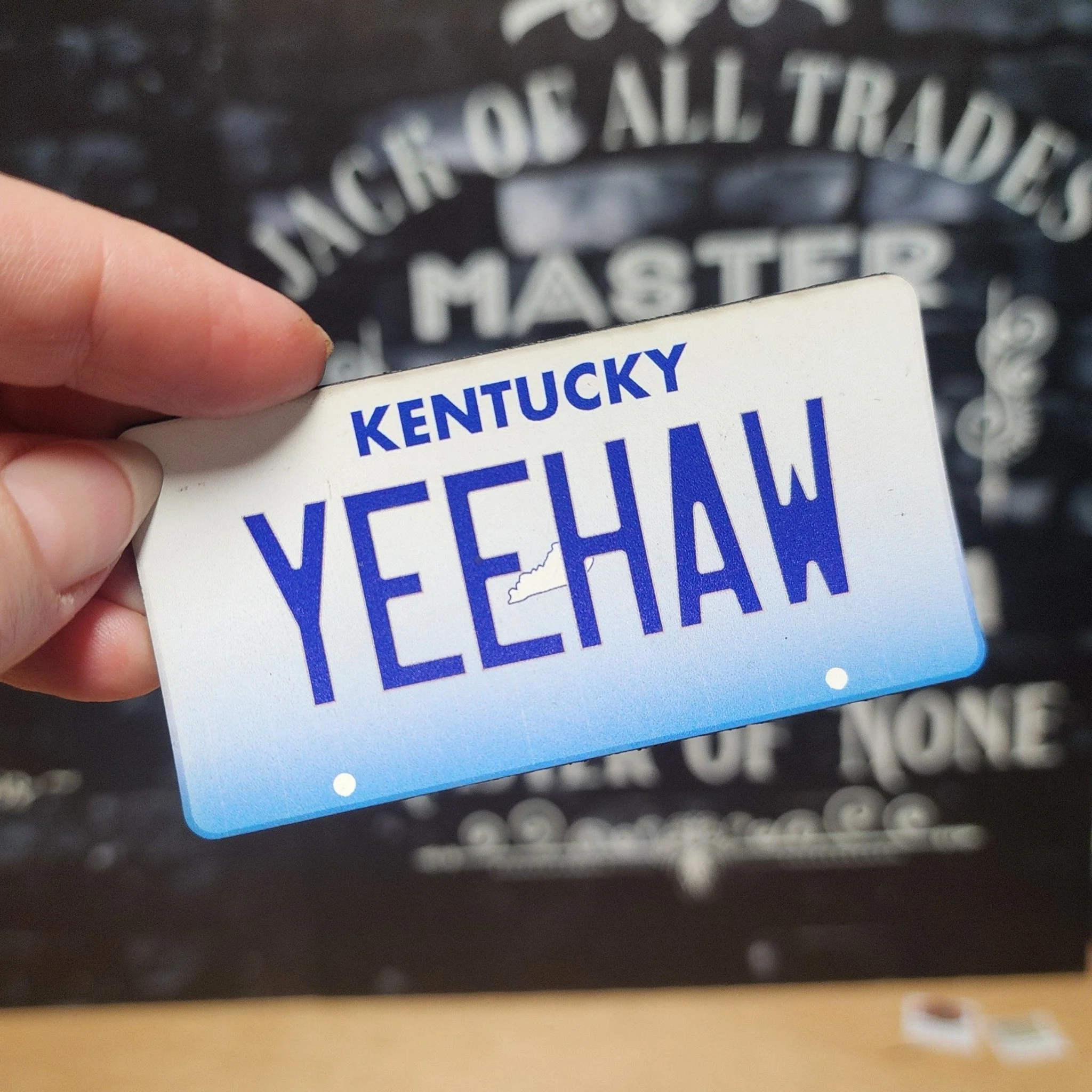 Kentucky License Plate Yeehaw Y'all UV Printed Leatherette Hat Patch - MR01