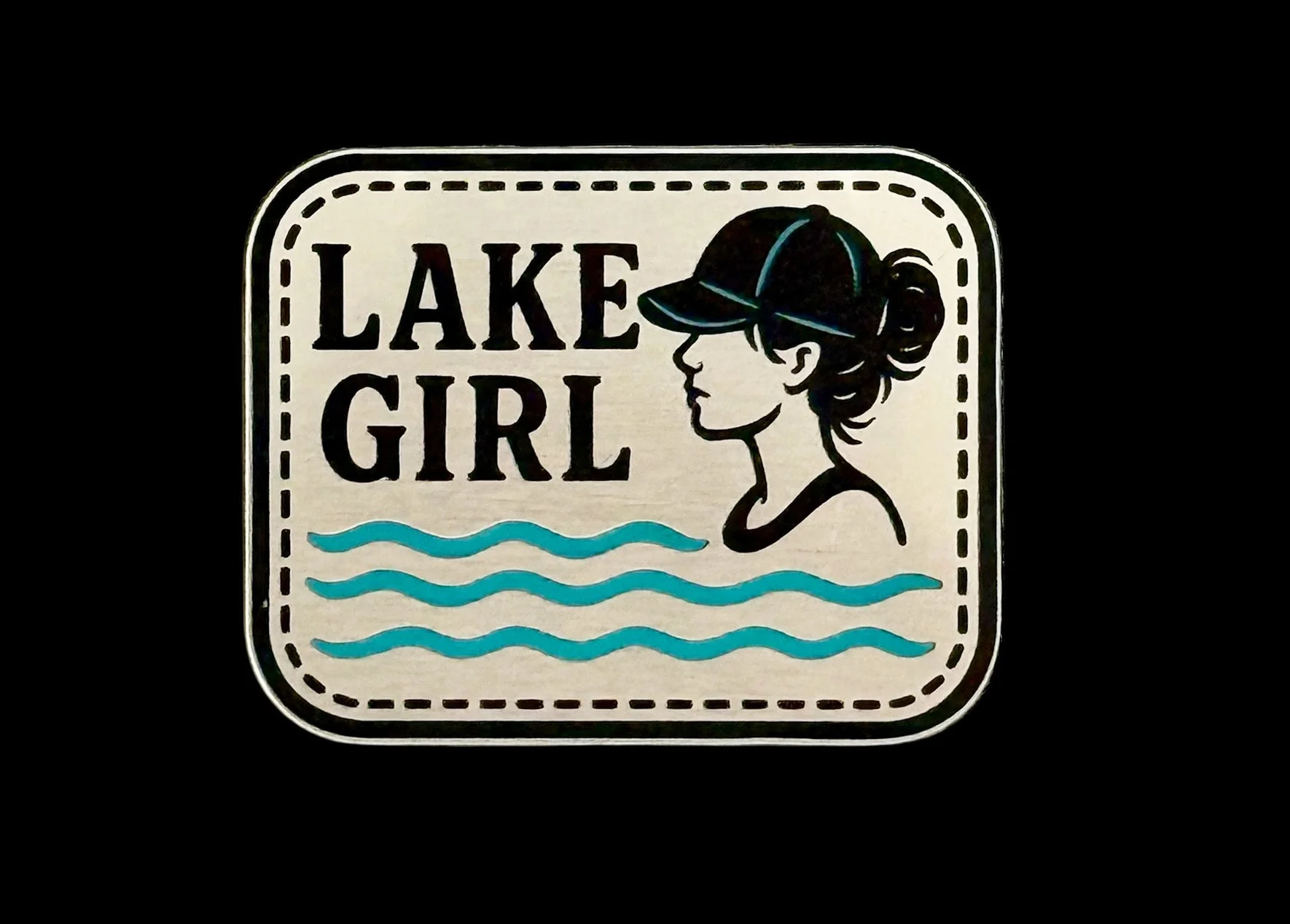 Lake Girl Acrylic Laser Engraved Hat Patch - Image 3