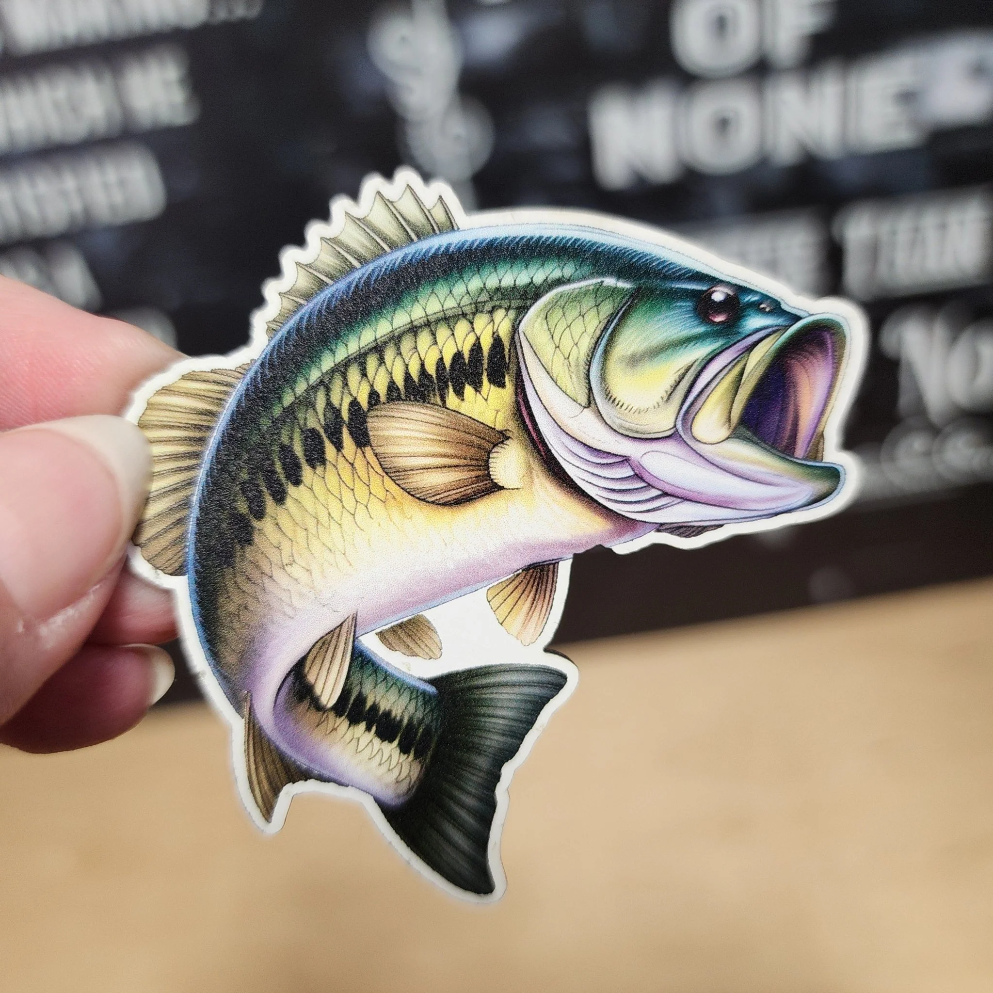 Large Mouth Bass UV Printed Leatherette Hat Patch - MR01