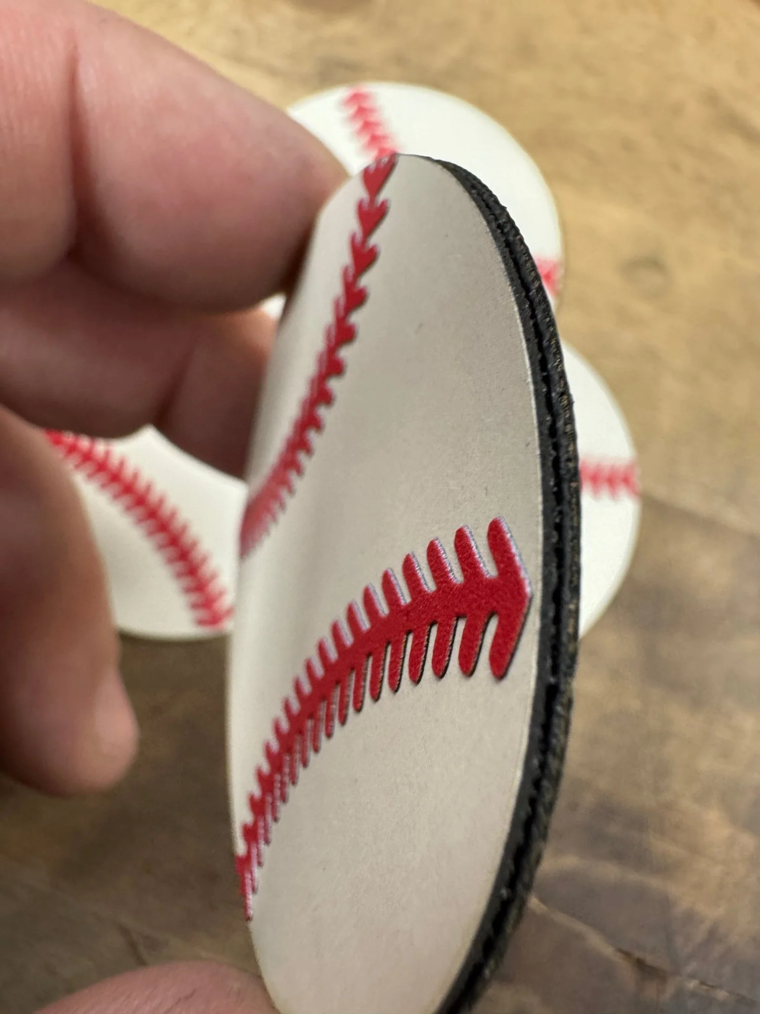 Leatherette Baseball patch - blank for engraving with raised stitching - Image 2