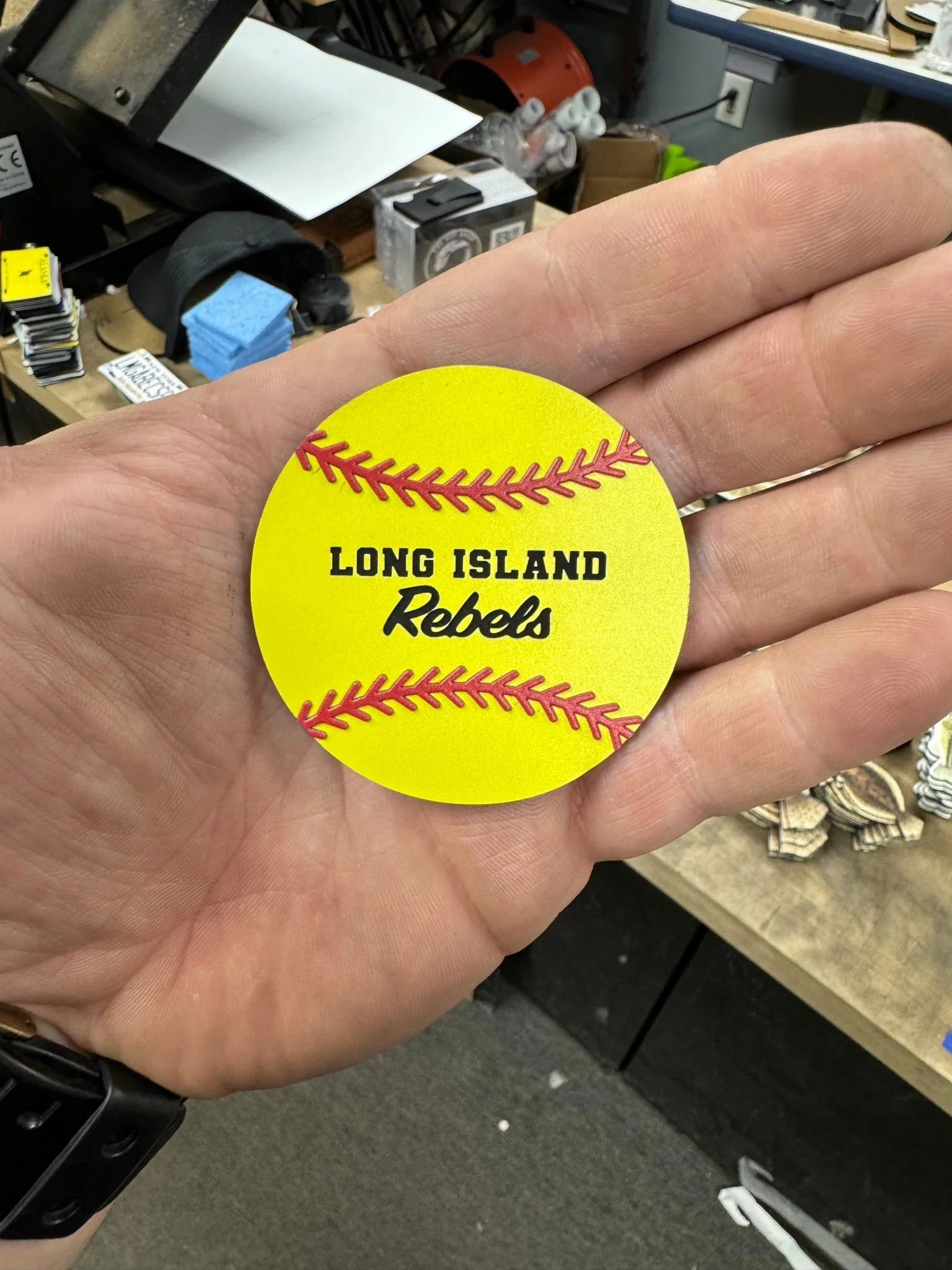 Leatherette softball patch blank for engraving with raised stitching - Image 3