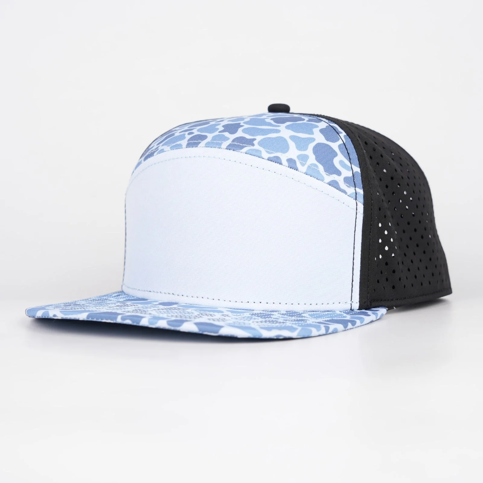 light blue front with blue camo and black back