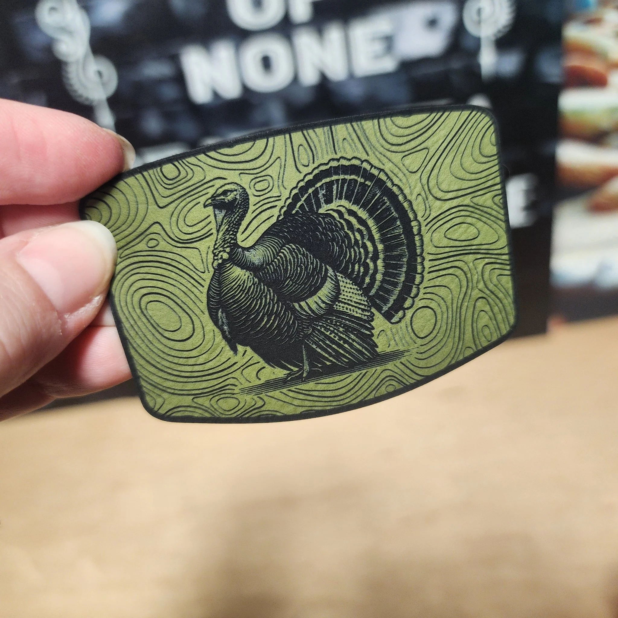 Majestic Turkey Design Engraved Leatherette Hat Patch - MR01