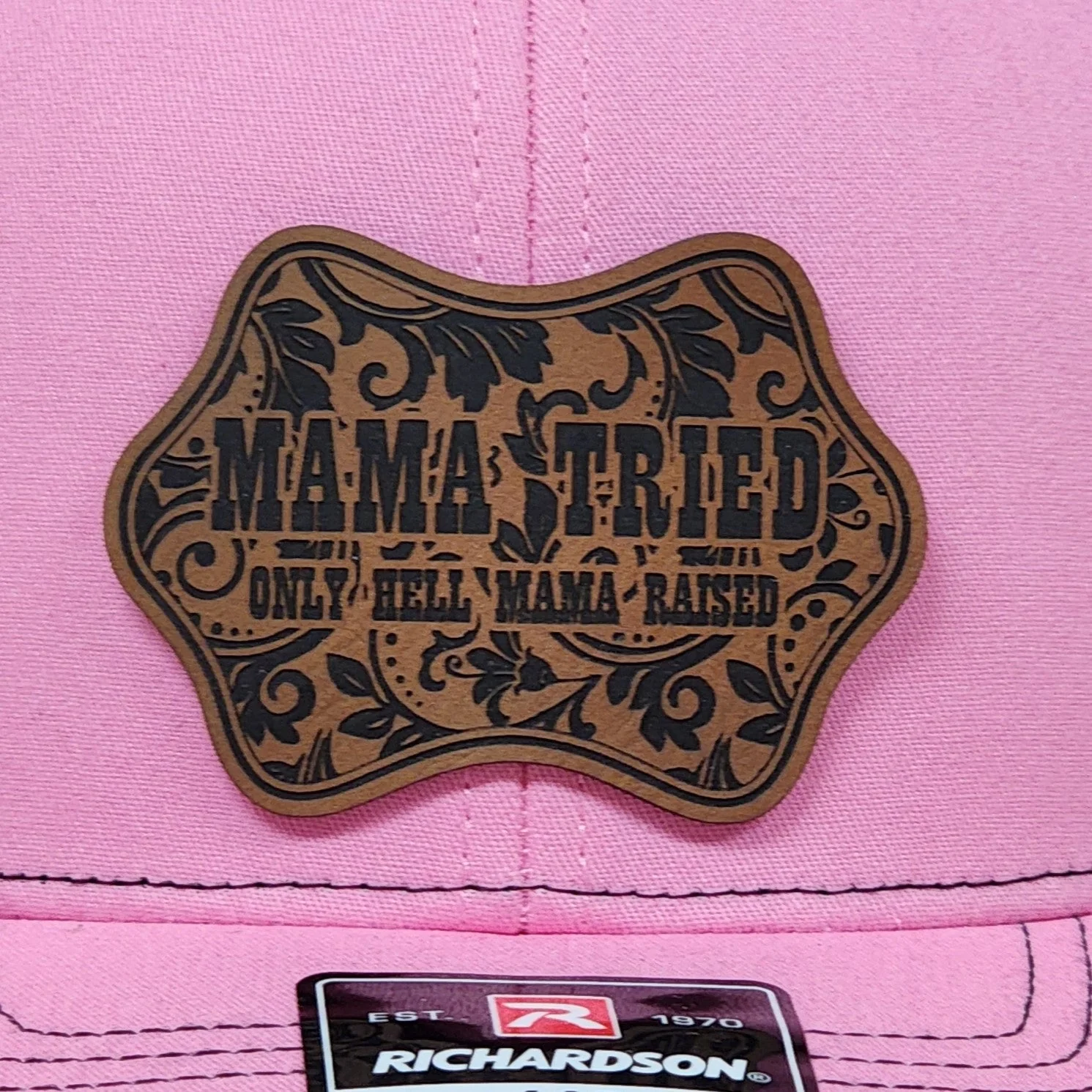 Mama Tried Engraved Leatherette Hat Patch - MR01