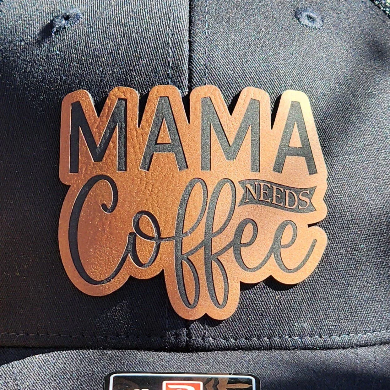 Mama's Coffee Engraved Leatherette Hat Patch - MR01