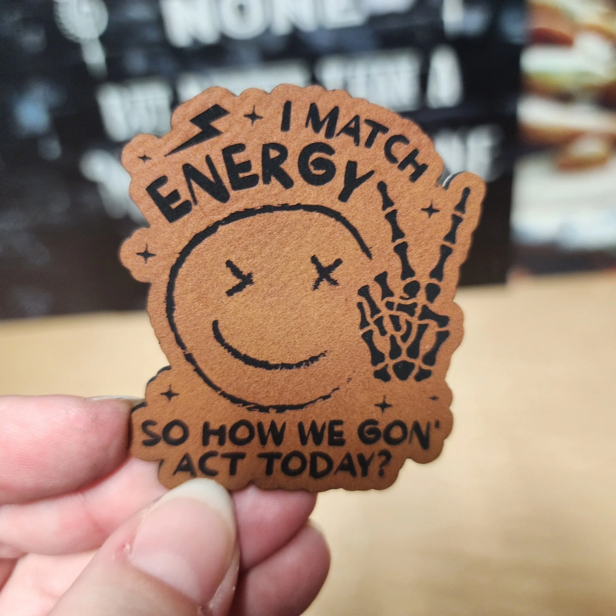 Matching Energy (Rawhide) Engraved Leatherette Hat Patch - MR01