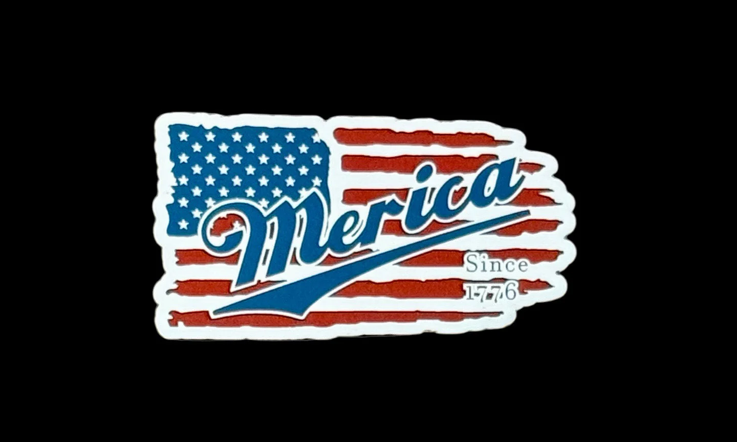 Merica on American Flag Patriotic Acrylic Hat Patch - 3 Colors Available - Image 2
