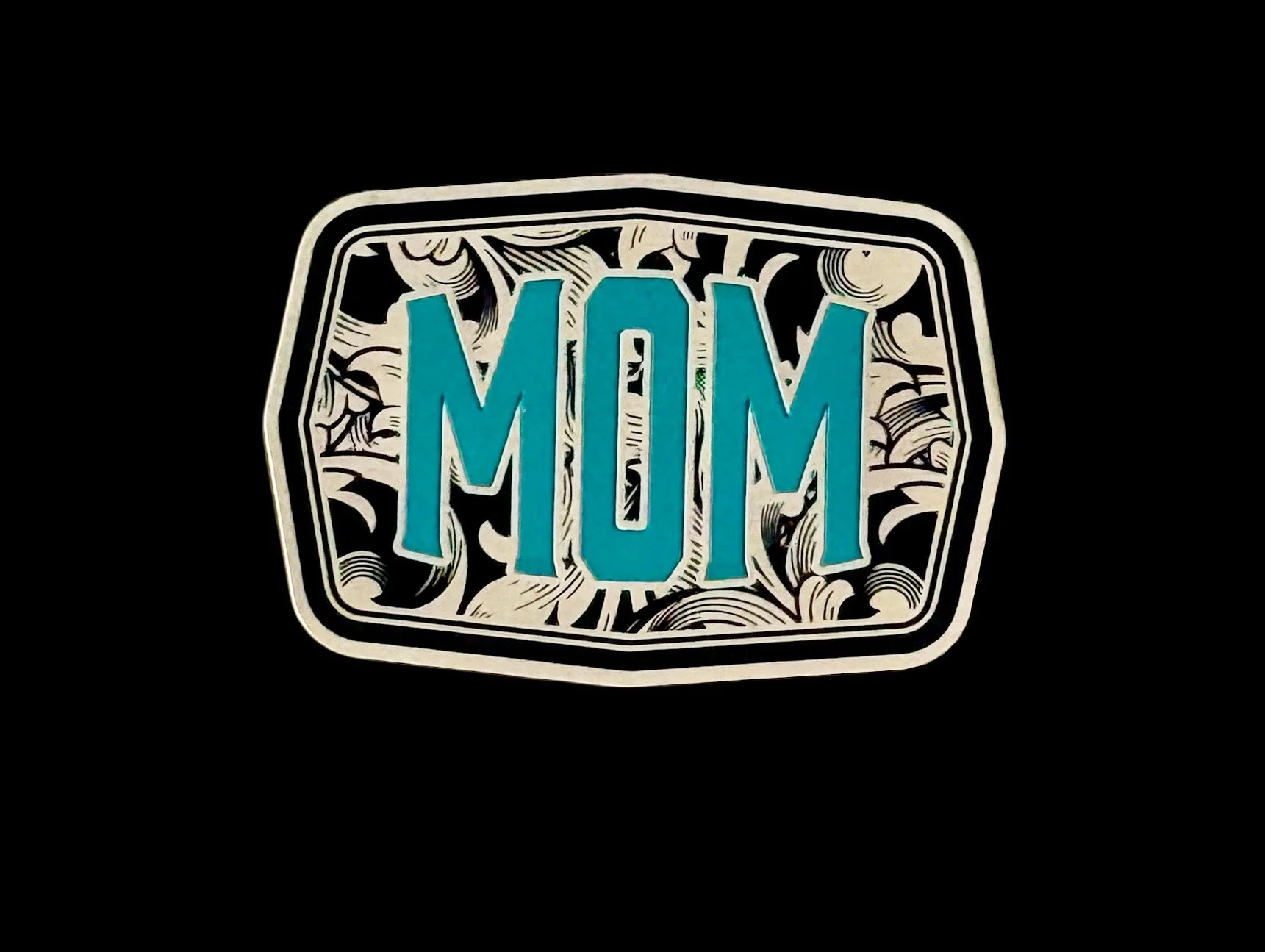 Mom Buckle Style Acrylic Laser Engraved Hat Patch - Image 3
