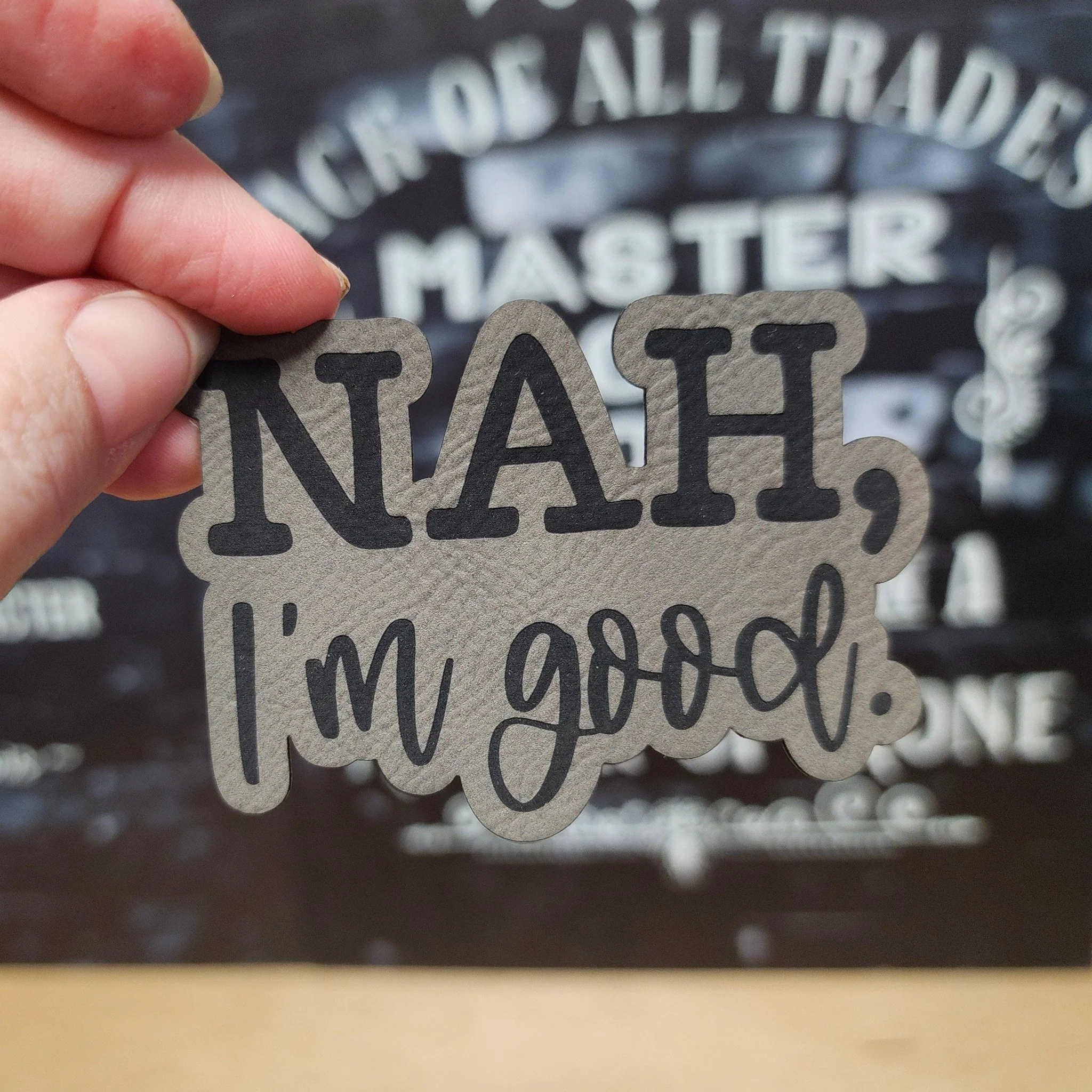 Nah, I'm Good (Saddle Tan) Engraved Leatherette Hat Patch - MR01 - Image 2