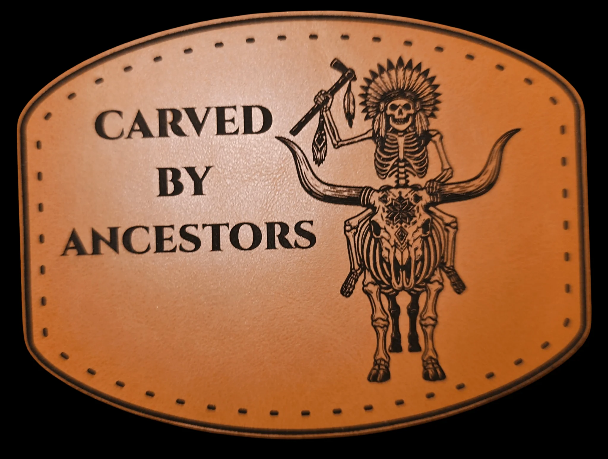 Native American Indian Bull Skeleton - Carved By Ancestors