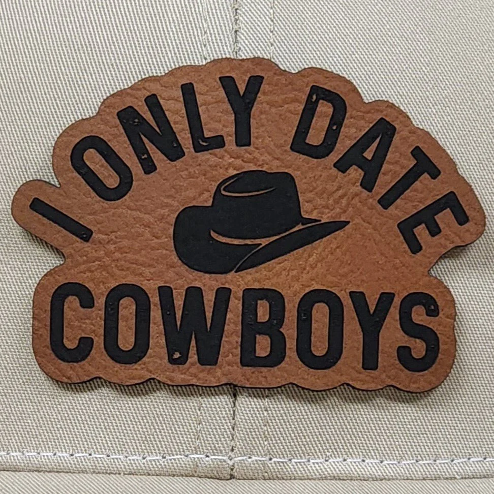 Only Date Cowboys Engraved Leatherette Hat Patch - MR01