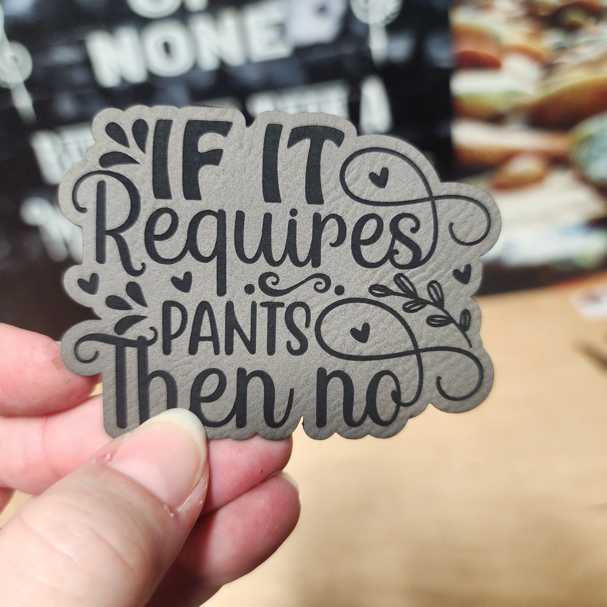 Pants Required? No Thanks! Engraved Leatherette Hat Patch - MR01