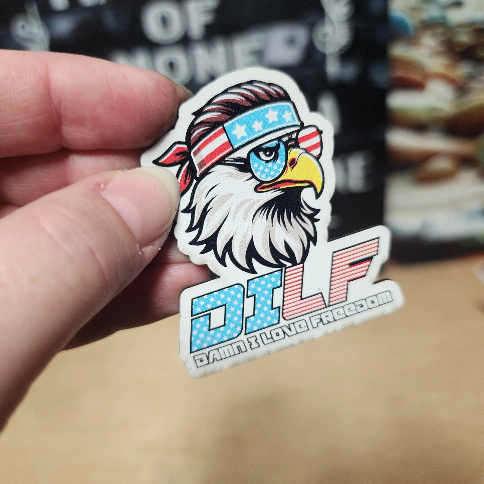 Patriotic Eagle DILF UV Printed Leatherette Hat Patch - MR01
