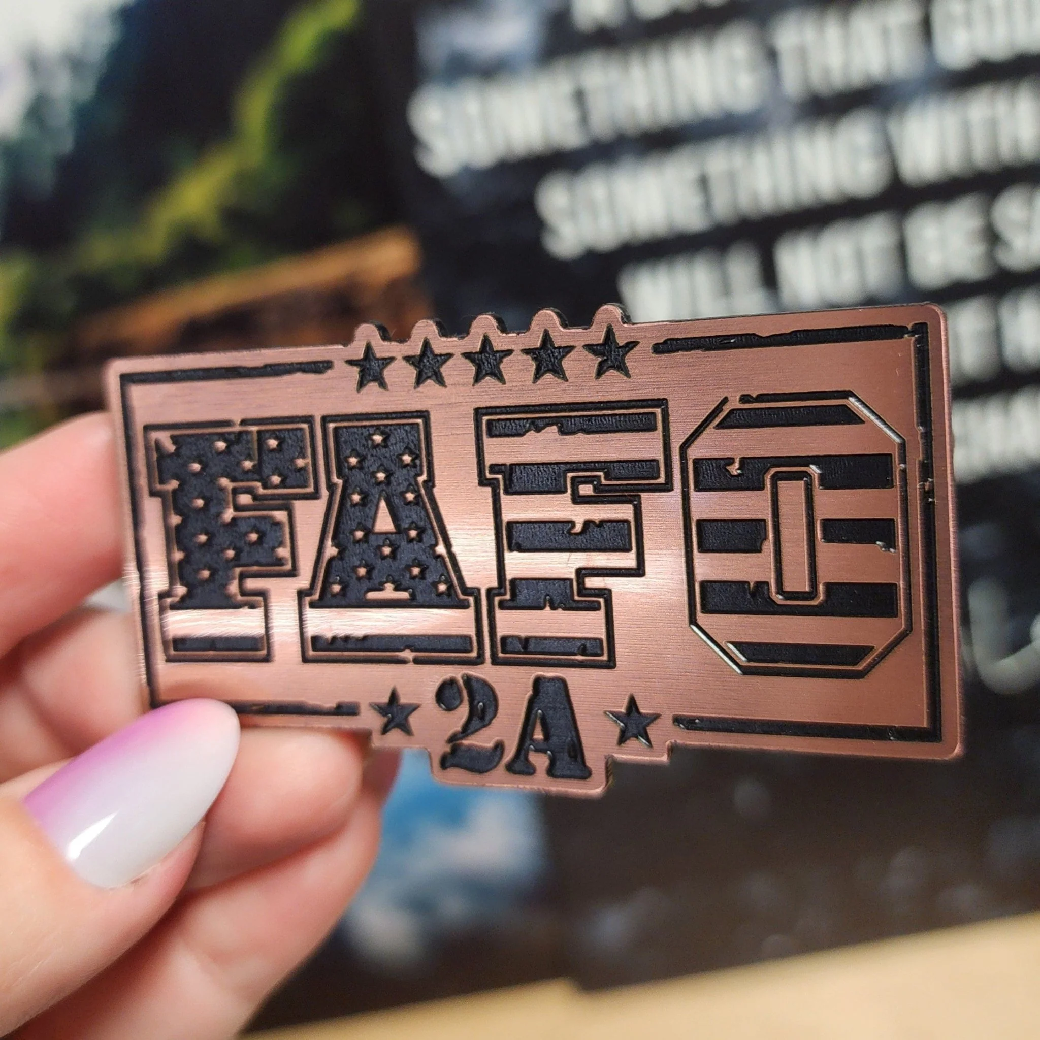Patriotic Freedom FAFO Copper Engraved Leatherette Hat Patch - MR01