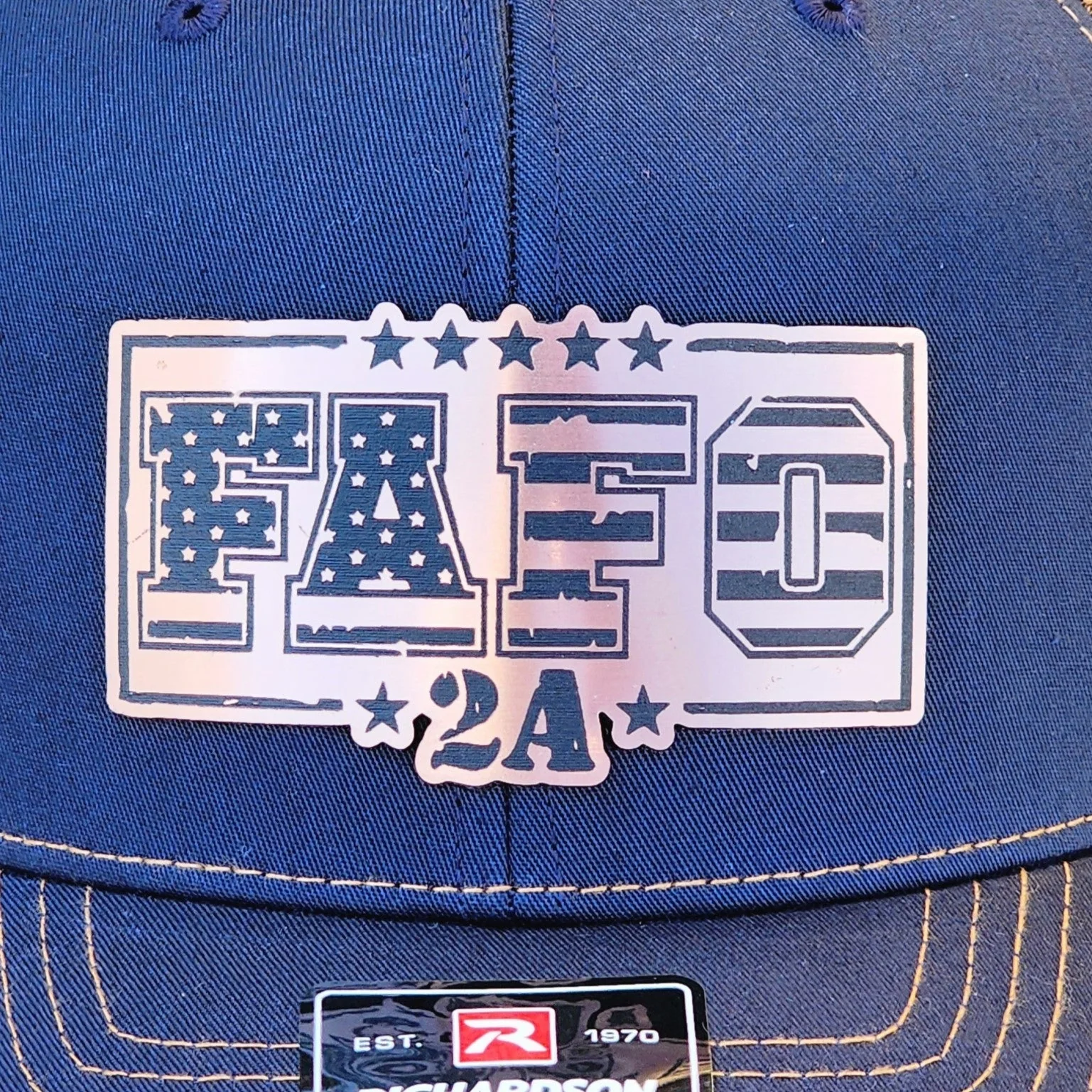 Patriotic Freedom FAFO Copper Engraved Leatherette Hat Patch - MR01 - Image 2