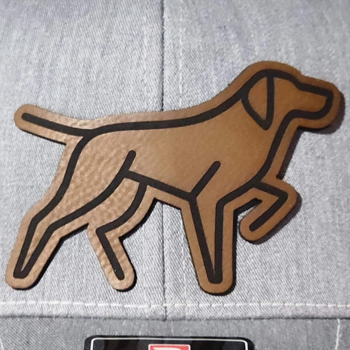 Pointer Running Dog Silhouette Engraved Leatherette Hat Patch - MR01 - Image 2
