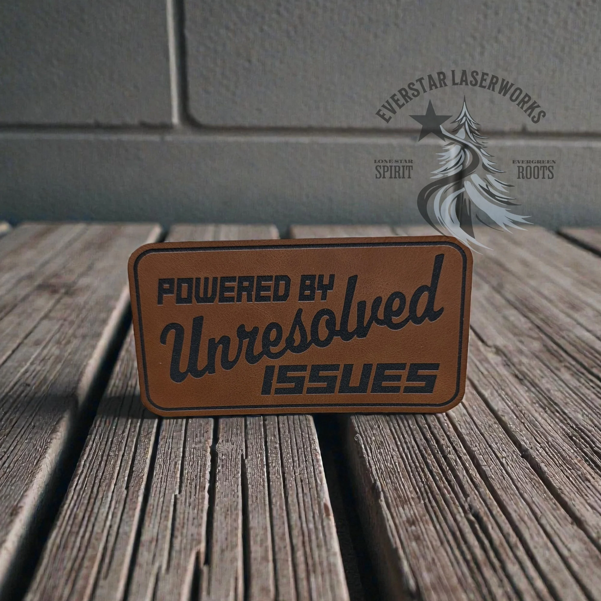 Powered by Unresolved Issues Leather Patch